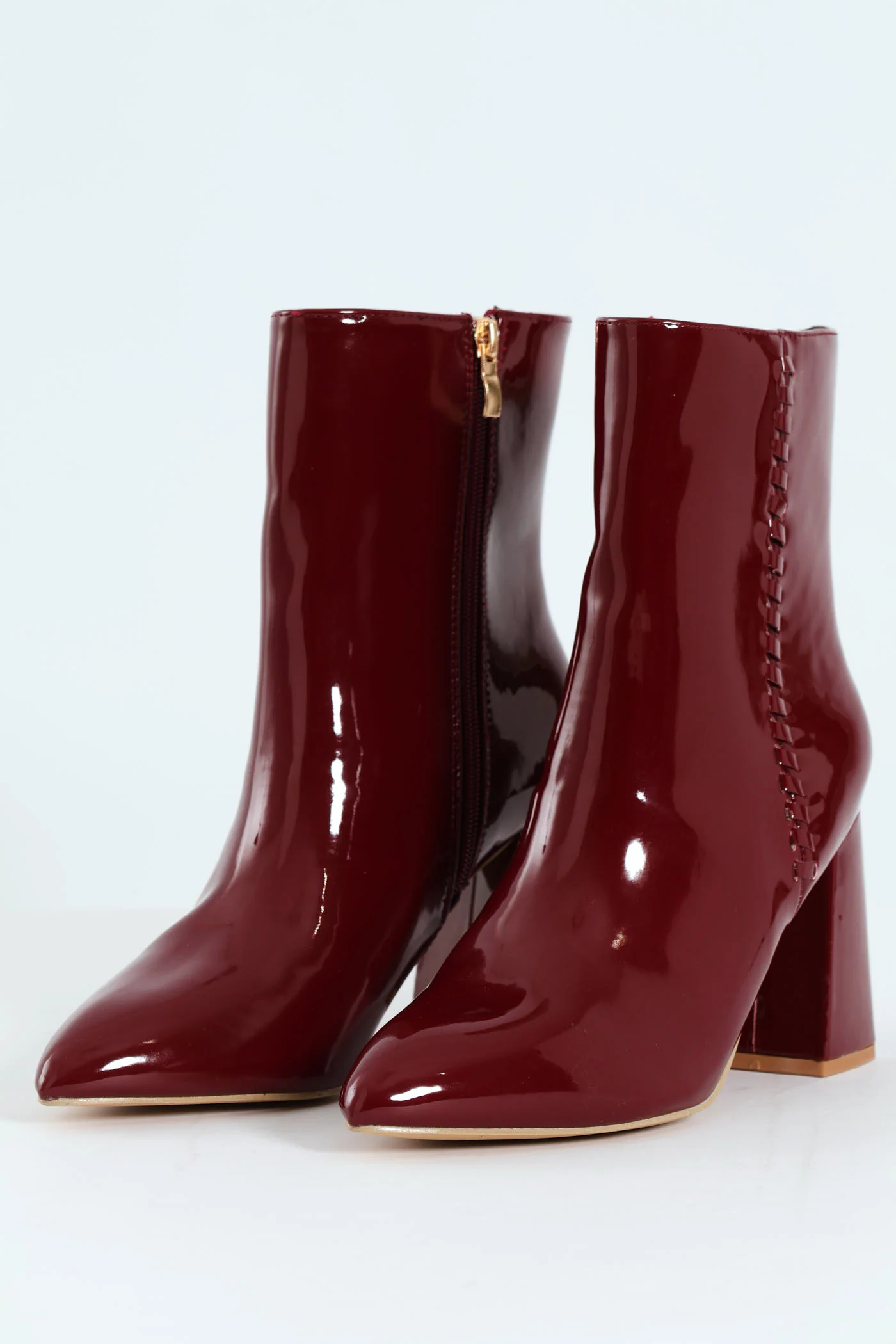 Pointy Detail Ankle Boot - Oxblood - Image 3