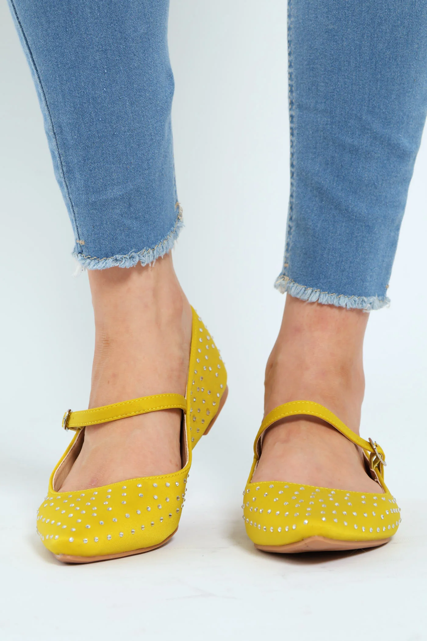 Pointy Diamante Strap Pump - Chartreuse - Image 2