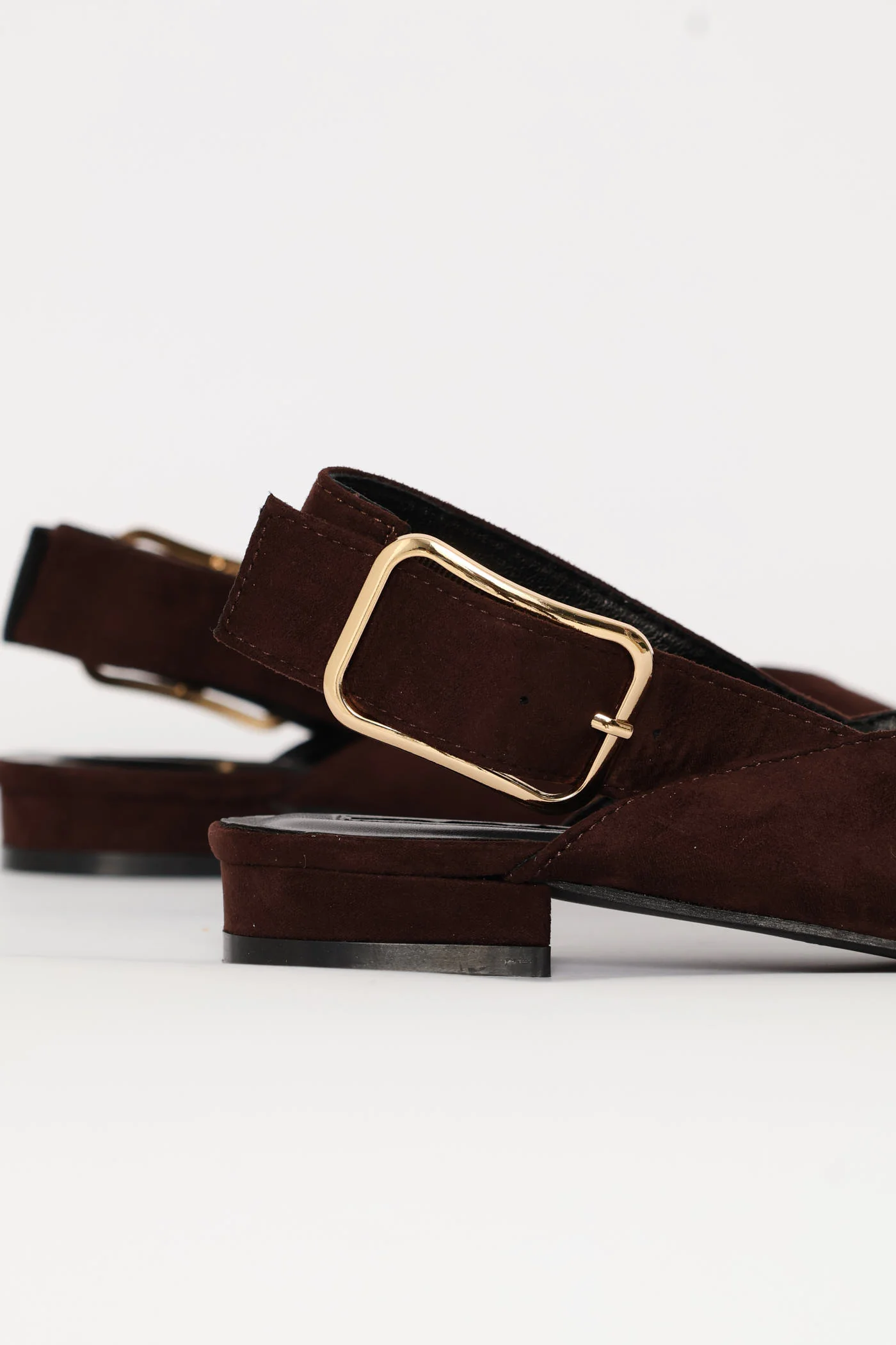Pointy Slingback Buckled Strap V-Cut Mule - Chocolate - Image 3