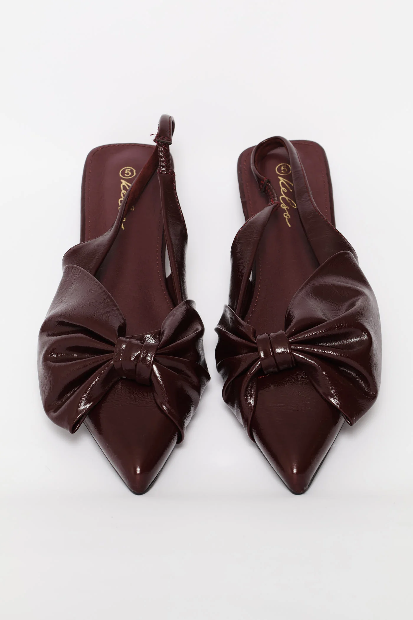 Pointy Slingback With Bow - Burgundy - Image 2