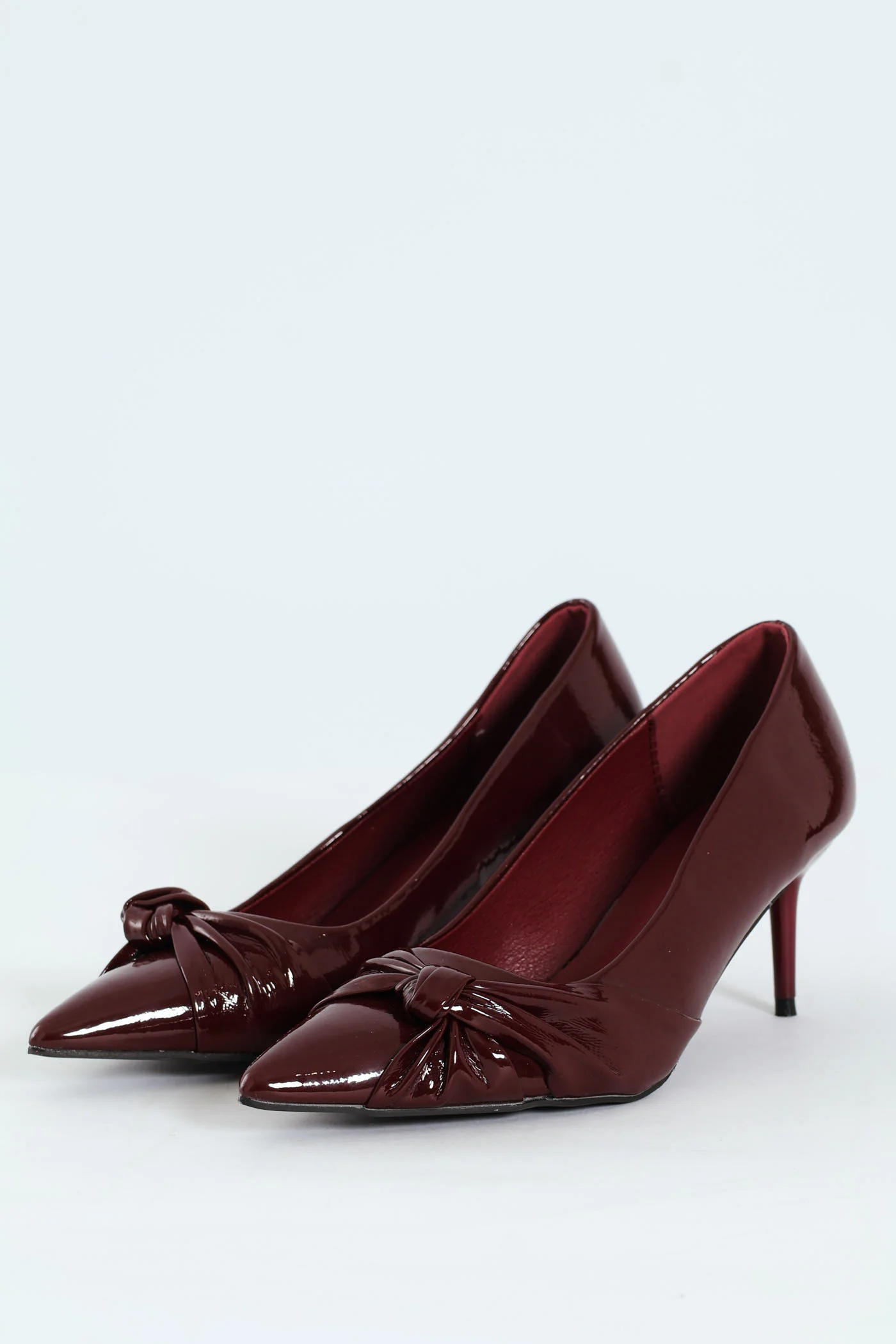 Pointy Twisted Fabric Court Heel - Burgundy - Image 2