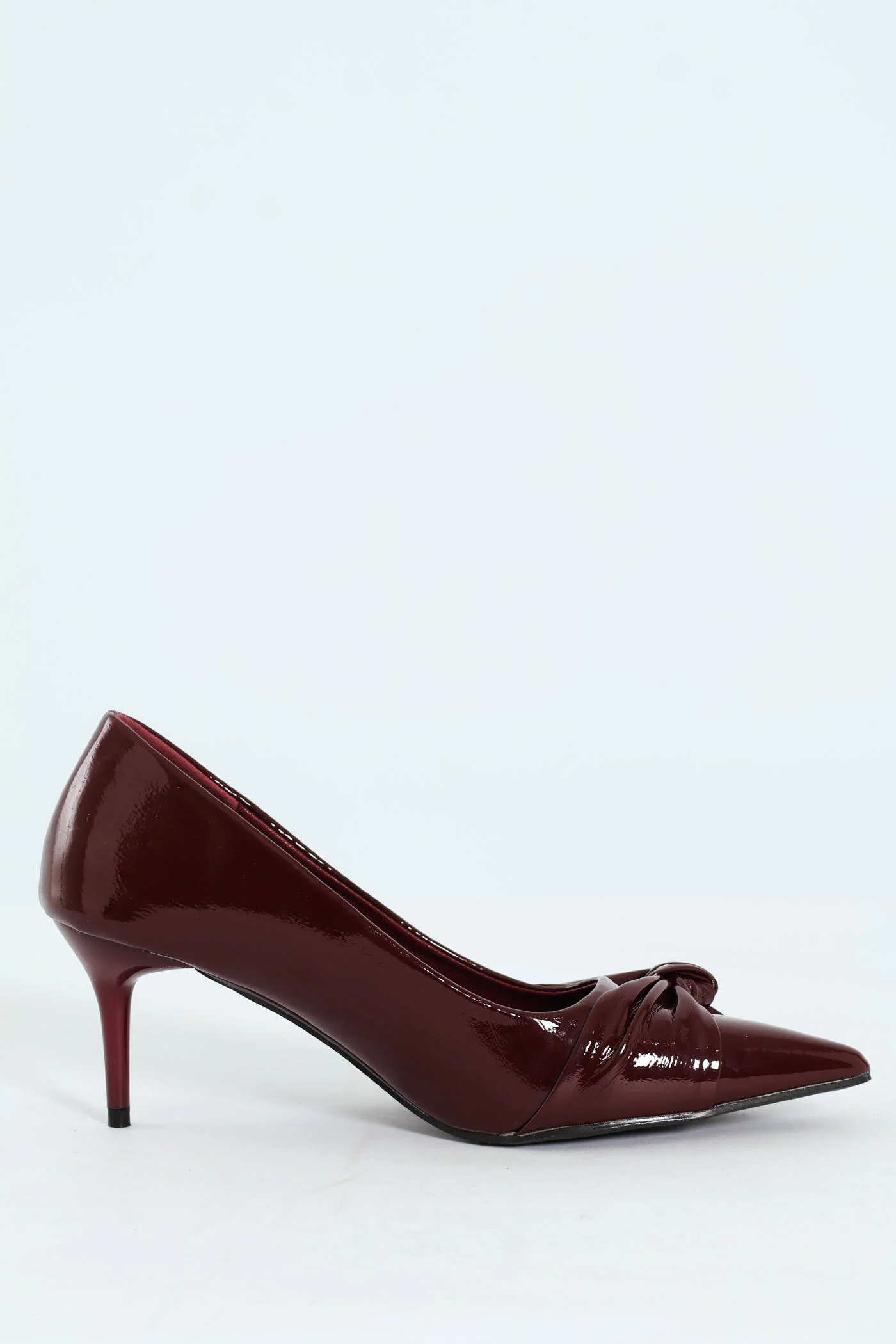 Pointy Twisted Fabric Court Heel - Burgundy - Image 3