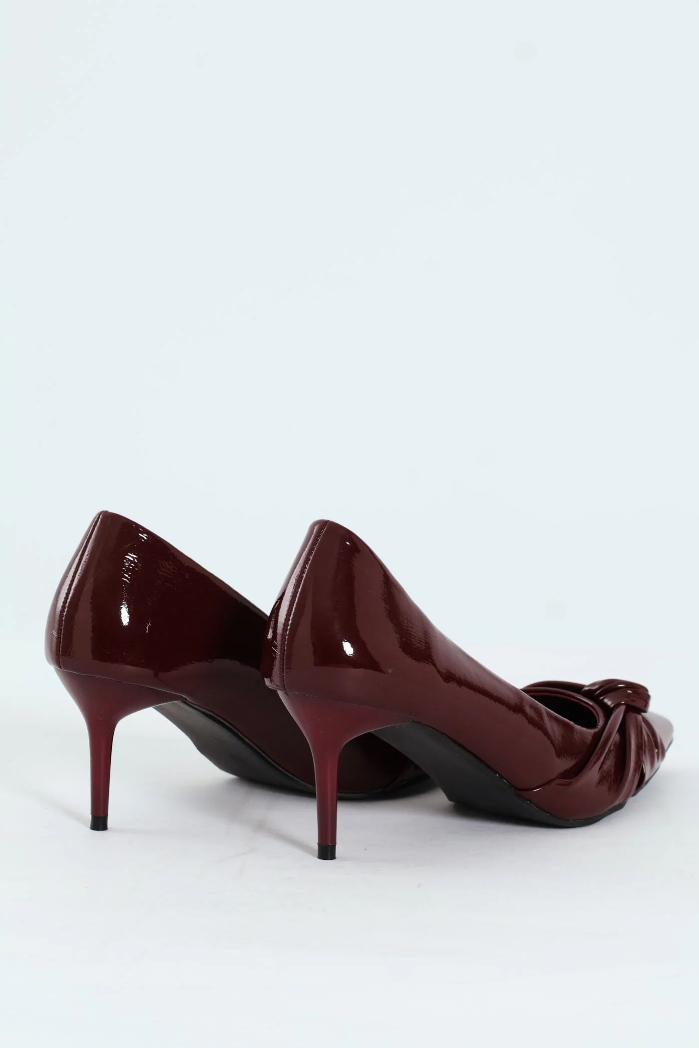 Pointy Twisted Fabric Court Heel - Burgundy - Image 4