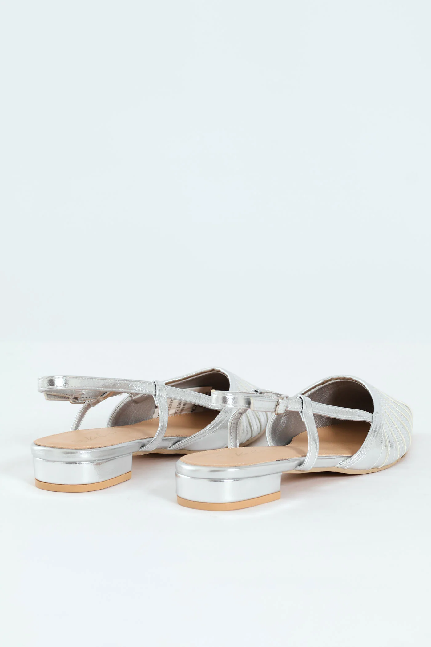 Pointy Webbed Mesh Slingback Heel - Silver - Image 4
