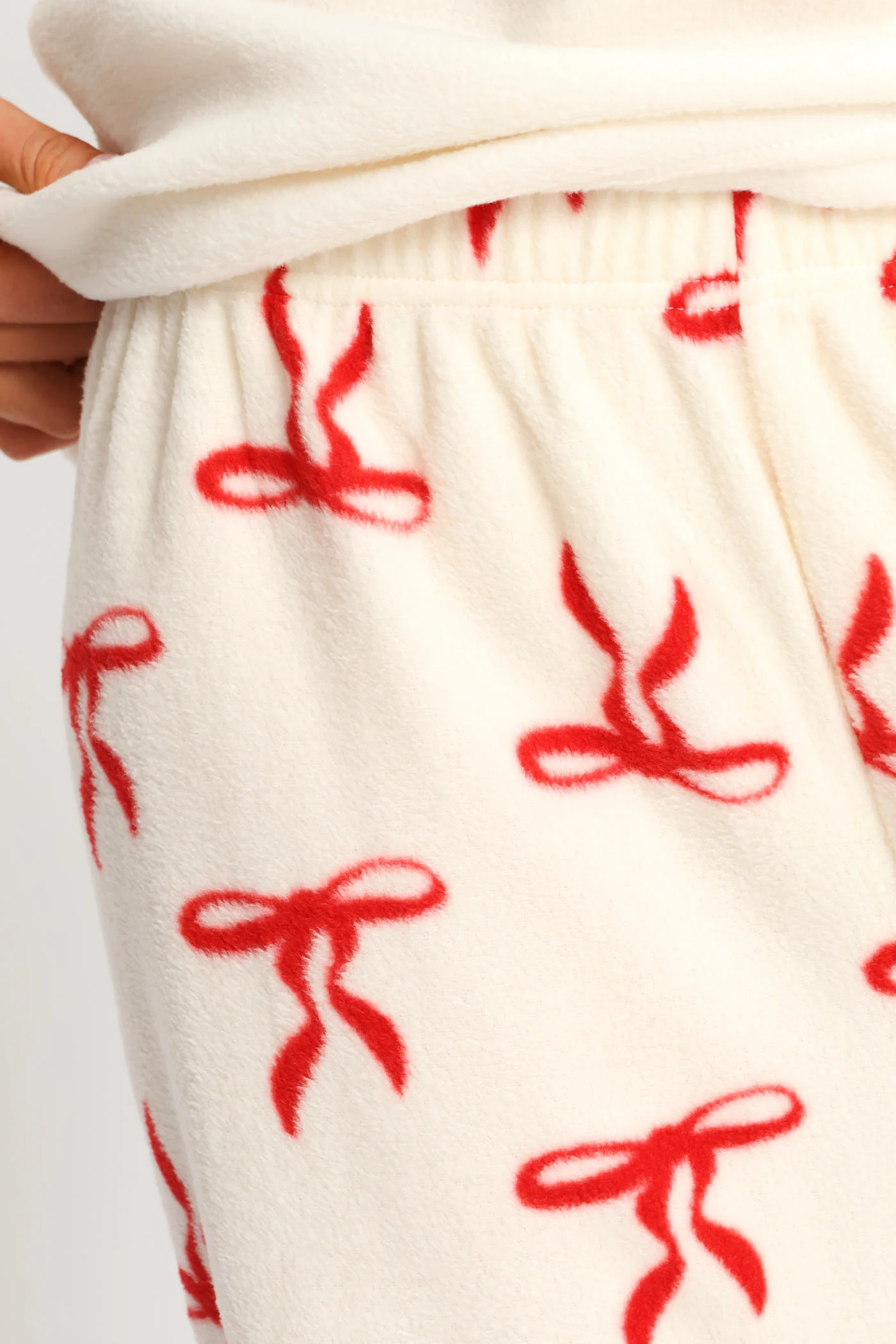 Polar Fleece Bows Set - White/Red - Image 3