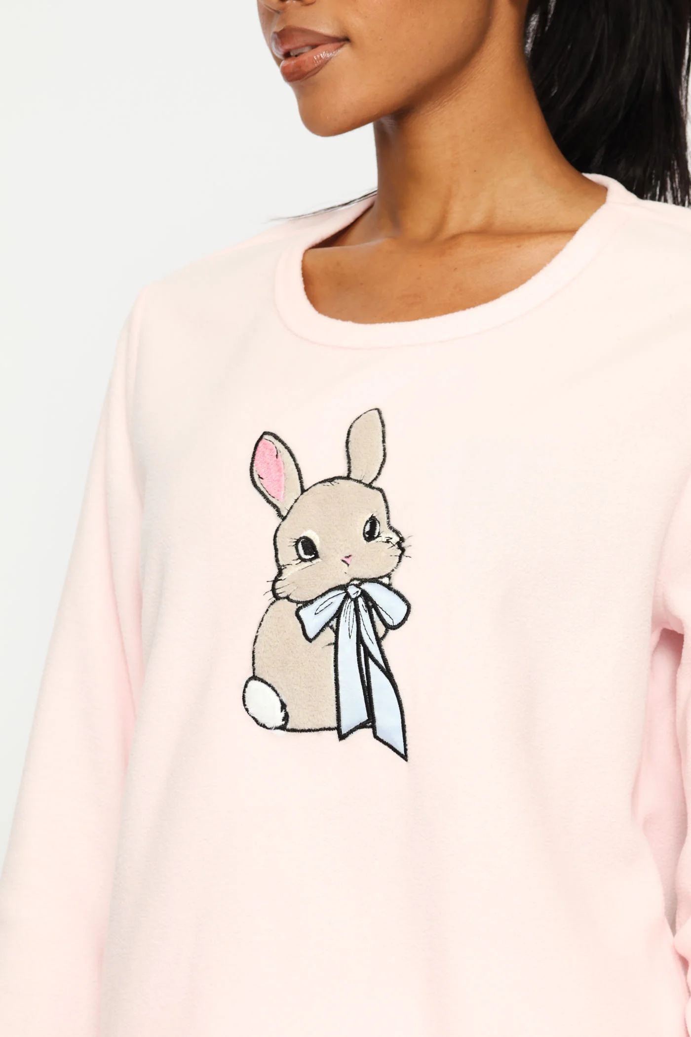 Bunnies Mother's Day Polar Fleece Sleep Set - Pink - Image 2