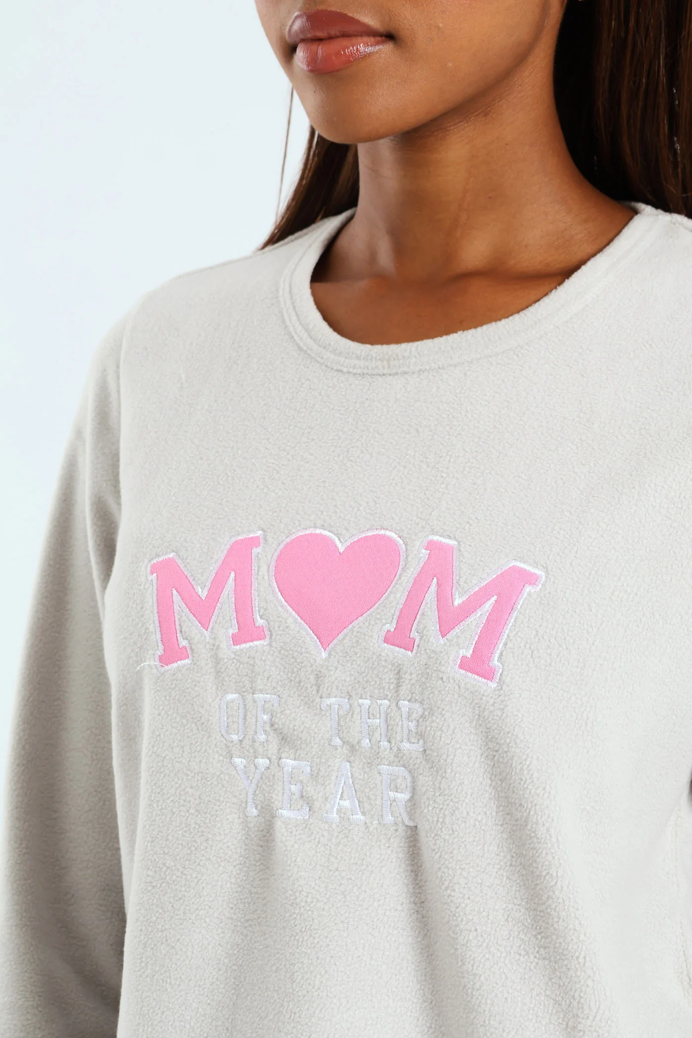 Polar Fleece "Mom Of The Year" Sleep Set - Grey - Image 2