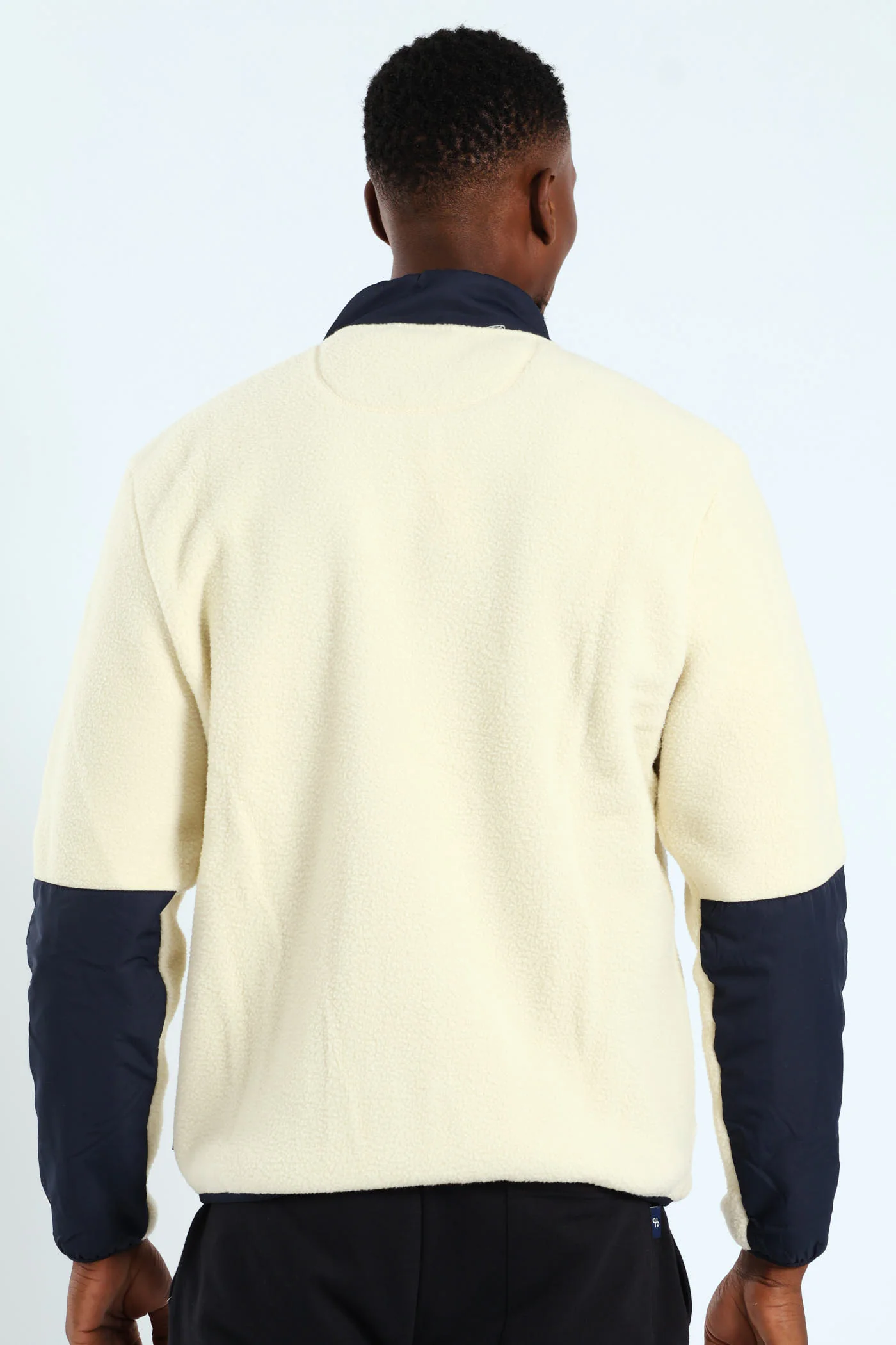 Polar Fleece Nylon Combo Zip Through Jacket - Light Stone/Navy - Image 7