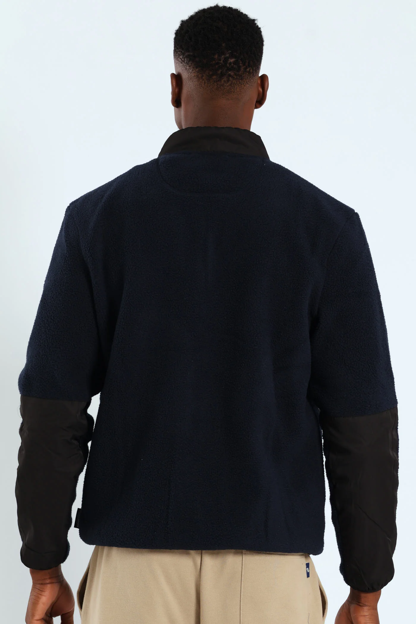 Polar Fleece Nylon Combo Zip Through Jacket - Navy/Black - Image 11
