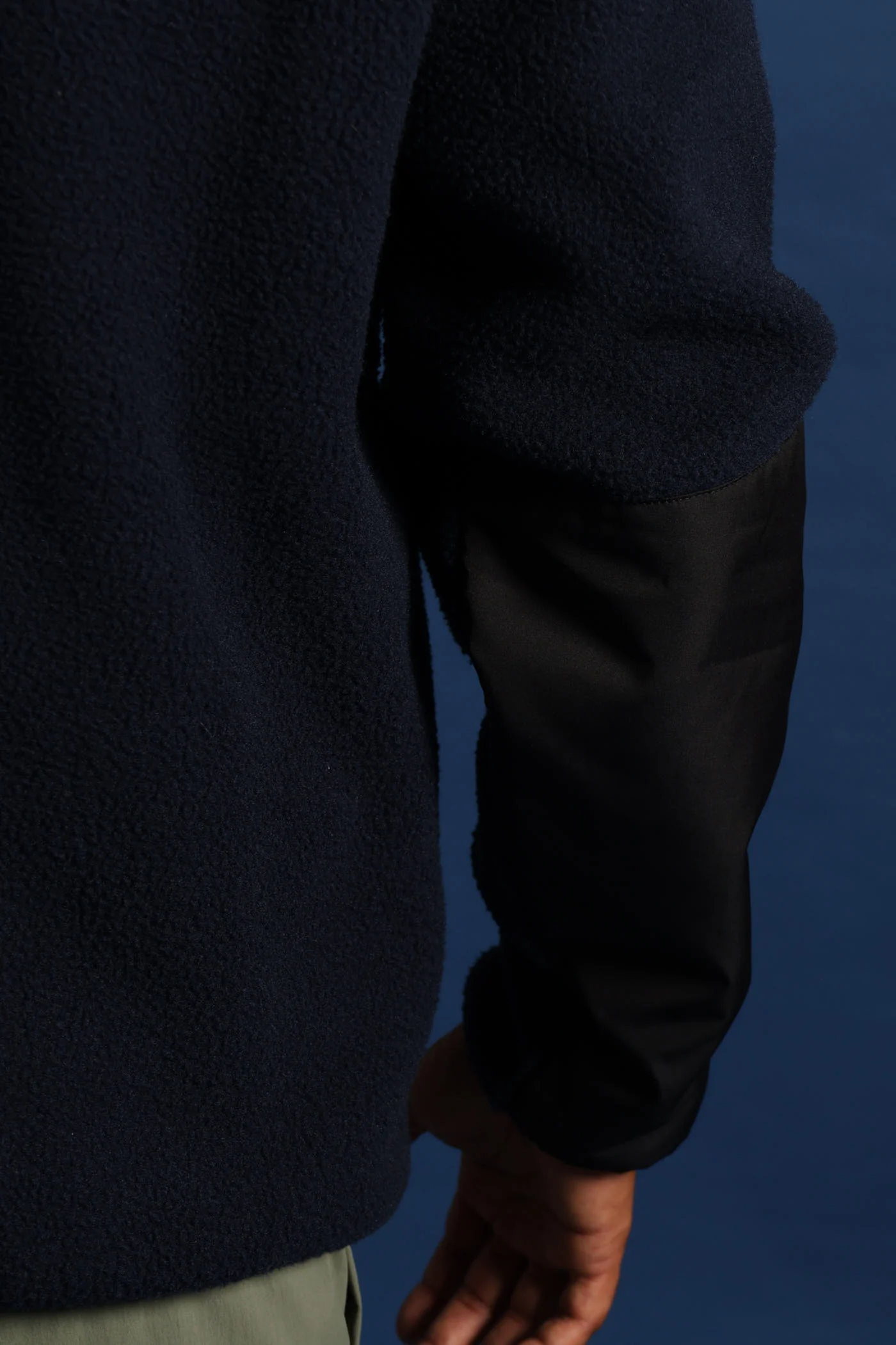 Polar Fleece Nylon Combo Zip Through Jacket - Navy/Black - Image 3