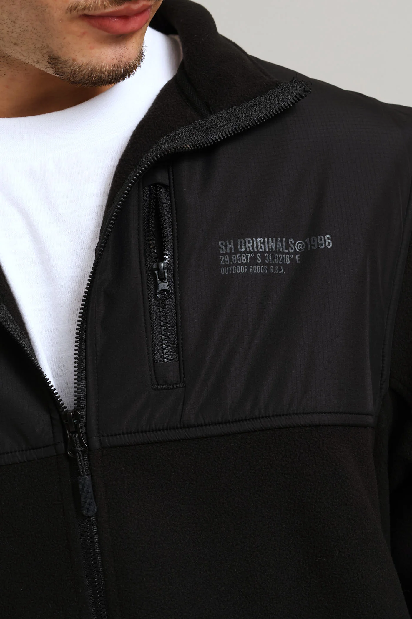 Polar Fleece Nylon Zip Thru - Black - Image 2