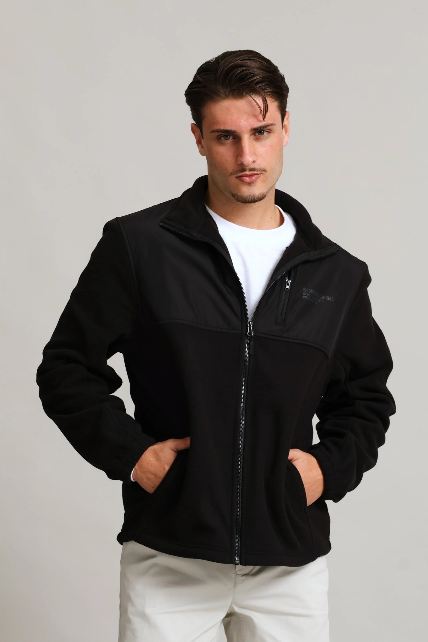 Polar Fleece Nylon Zip Thru - Black - Image 3