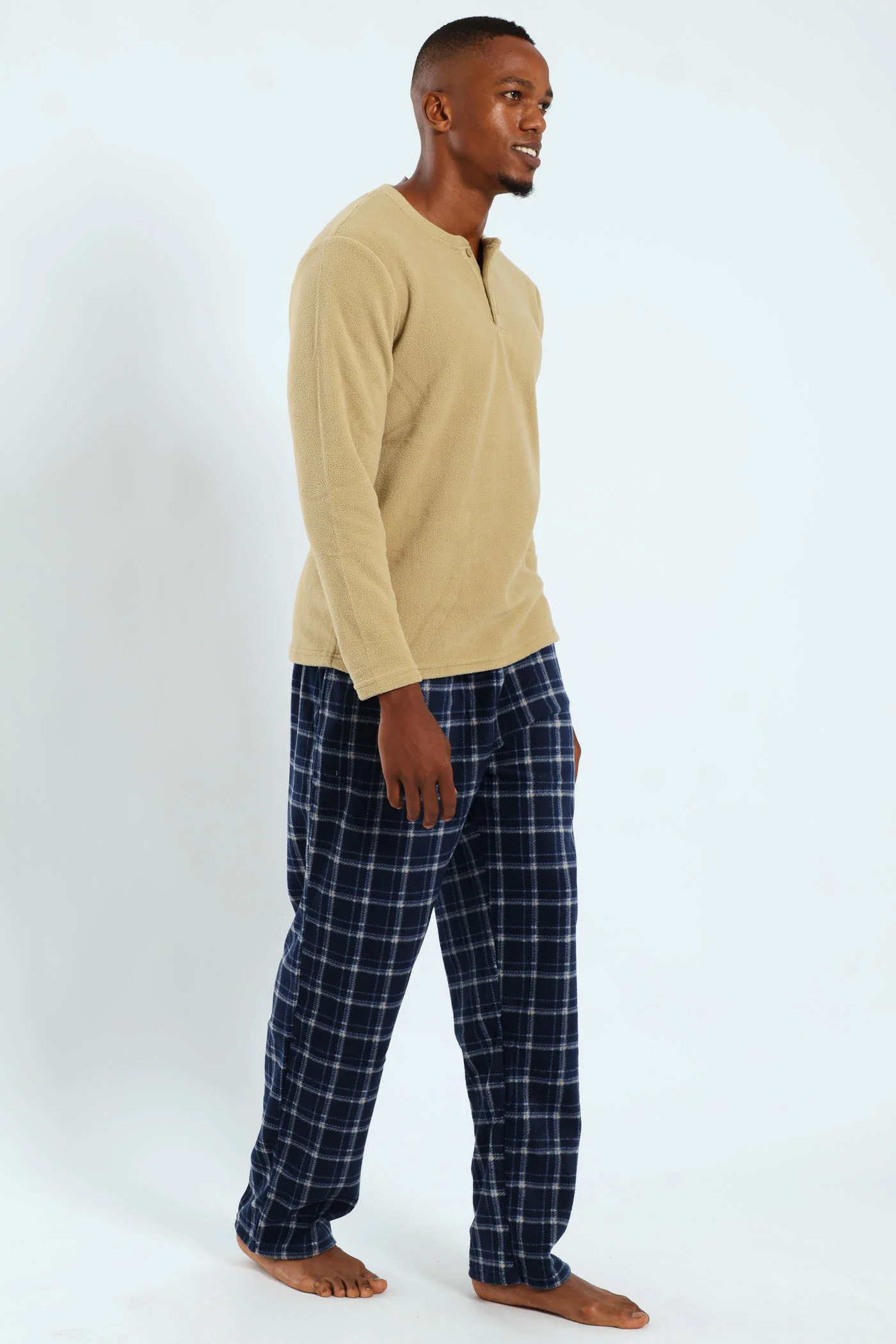 Polar Fleece Top & Check Pants Pyjama Set - Light Green - Image 2