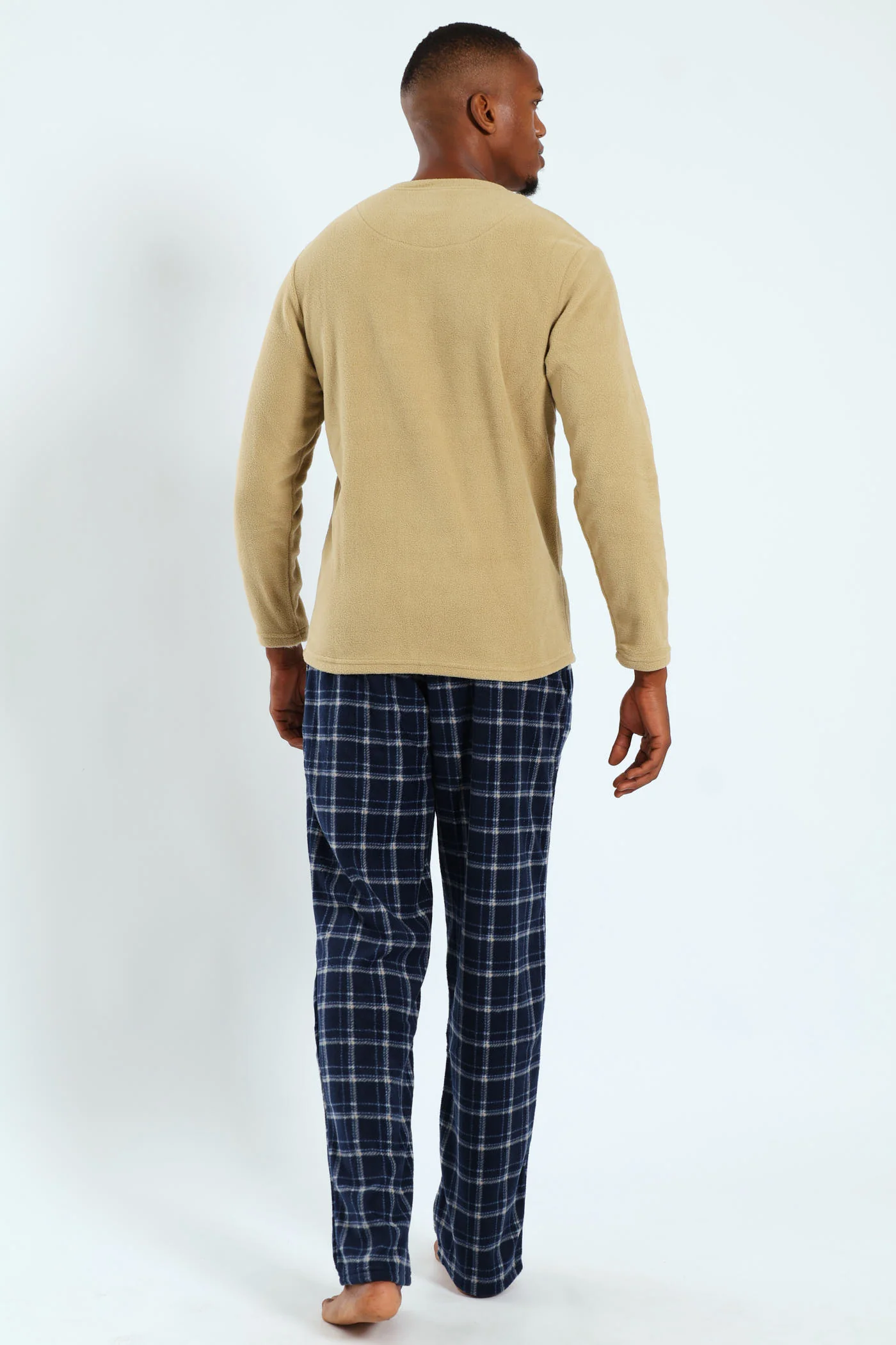 Polar Fleece Top & Check Pants Pyjama Set - Light Green - Image 3