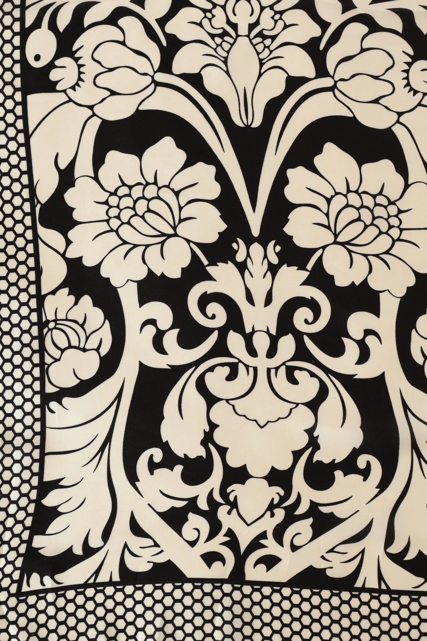 Polka Boarder Floral Print Scarf 90 X 90 - Black - Image 2