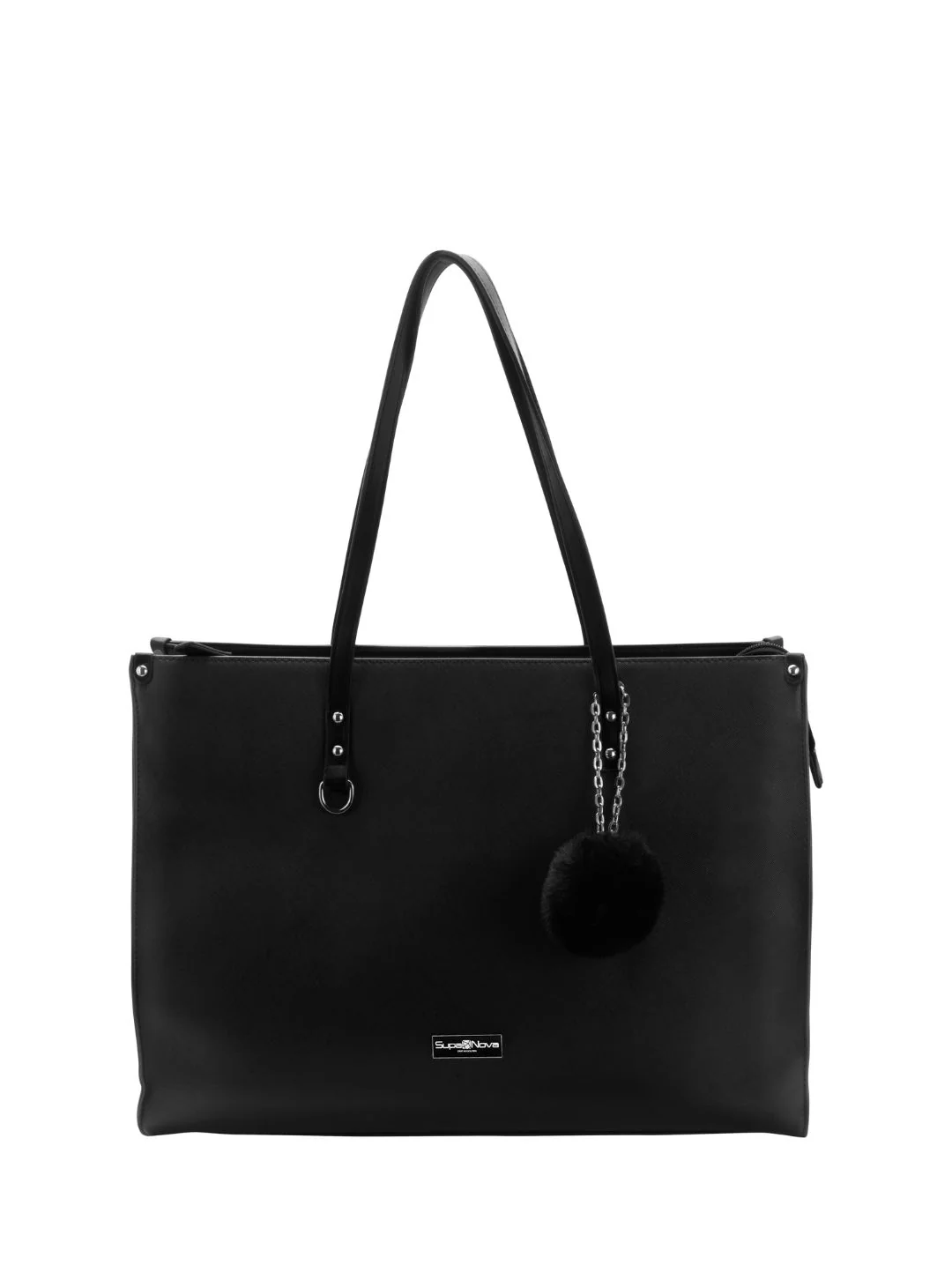 Pompom Ladies Laptop Bag - Black - Image 2