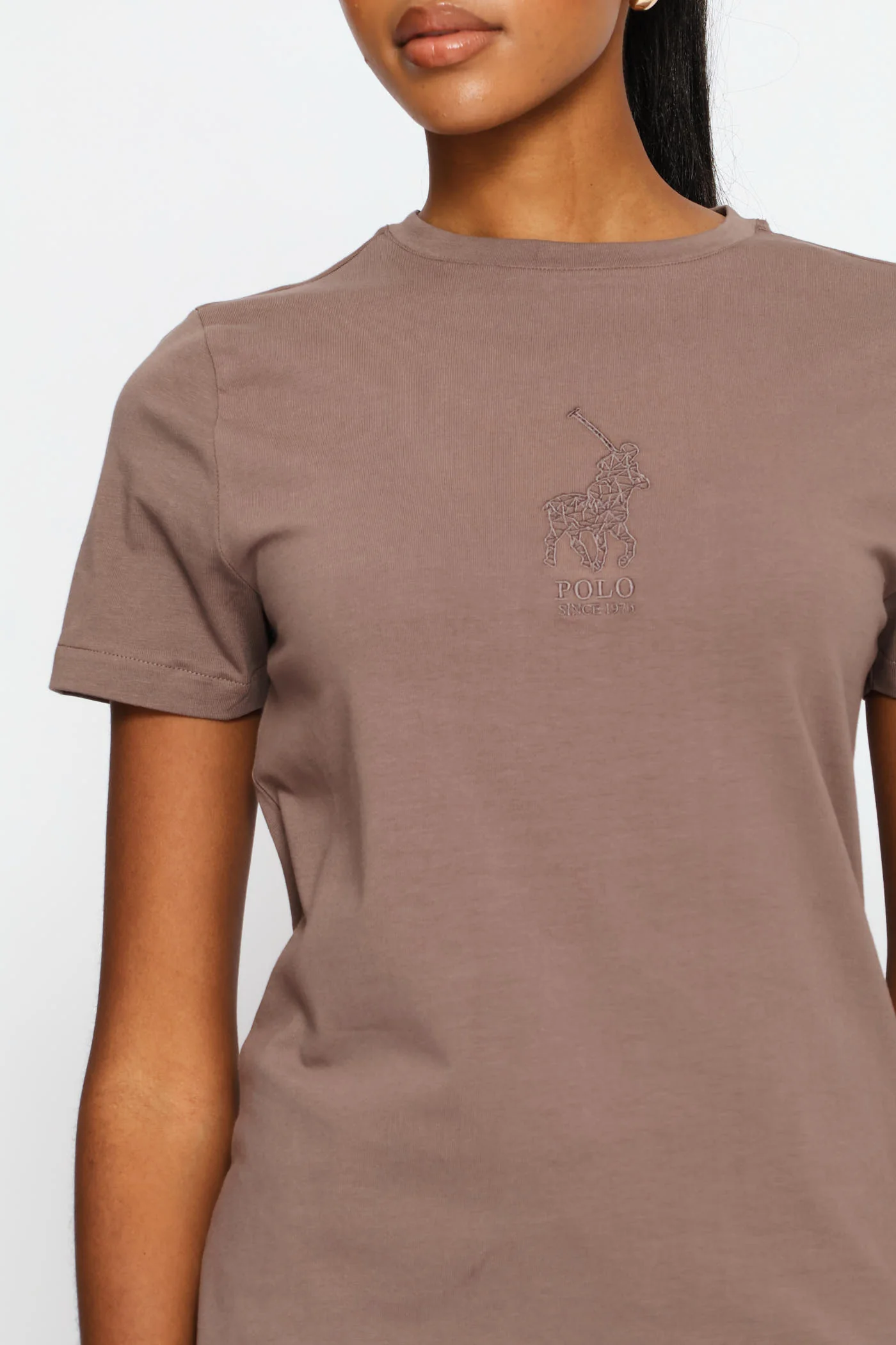 Pony Embroidered T-Shirt - Light Brown - Image 2