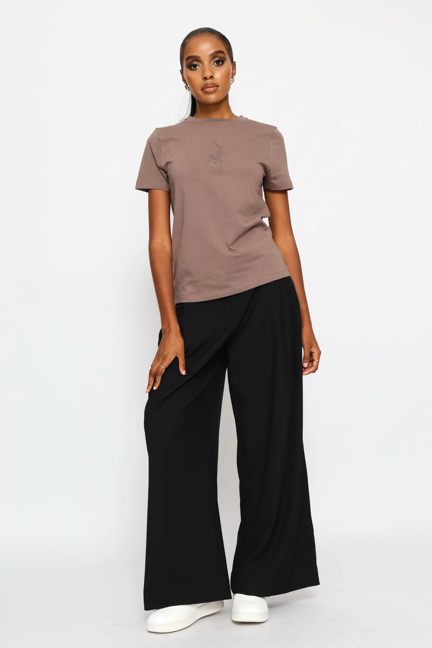 Pony Embroidered T-Shirt - Light Brown - Image 3