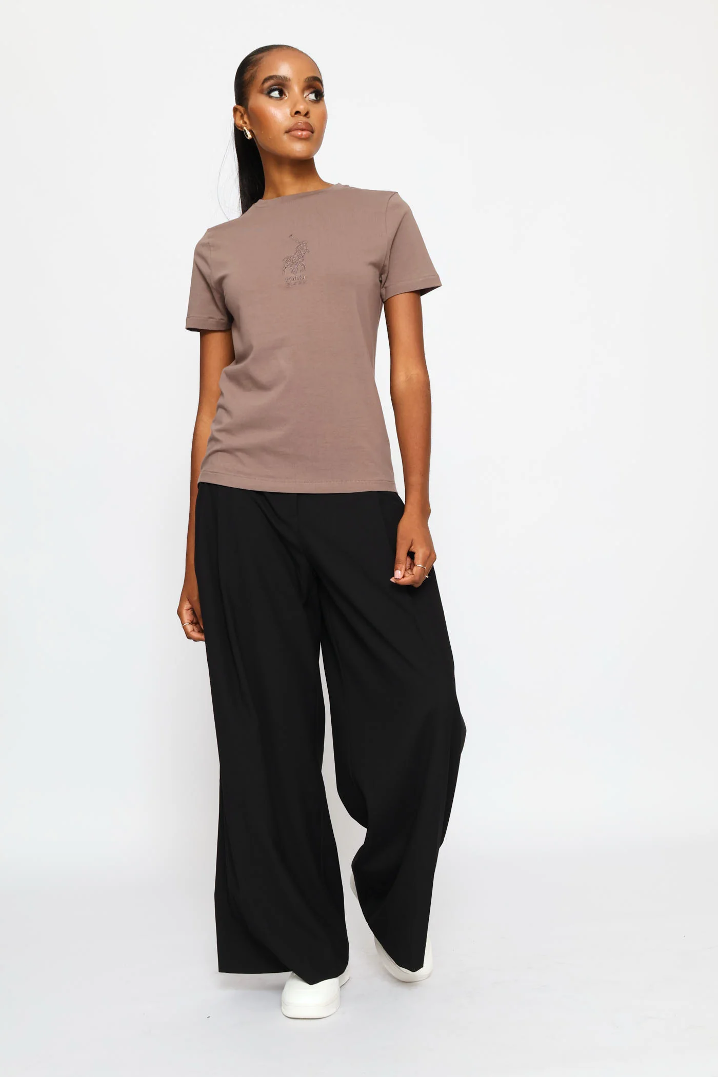 Pony Embroidered T-Shirt - Light Brown - Image 6