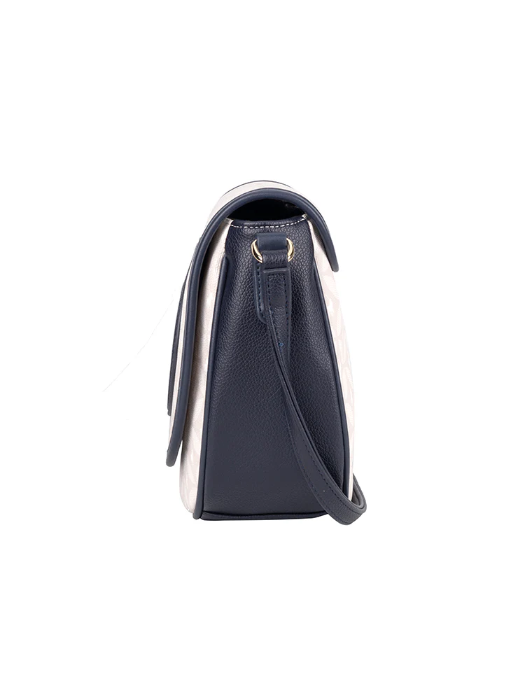 Porter Saddle Flapover Sling Bag - Navy - Image 4