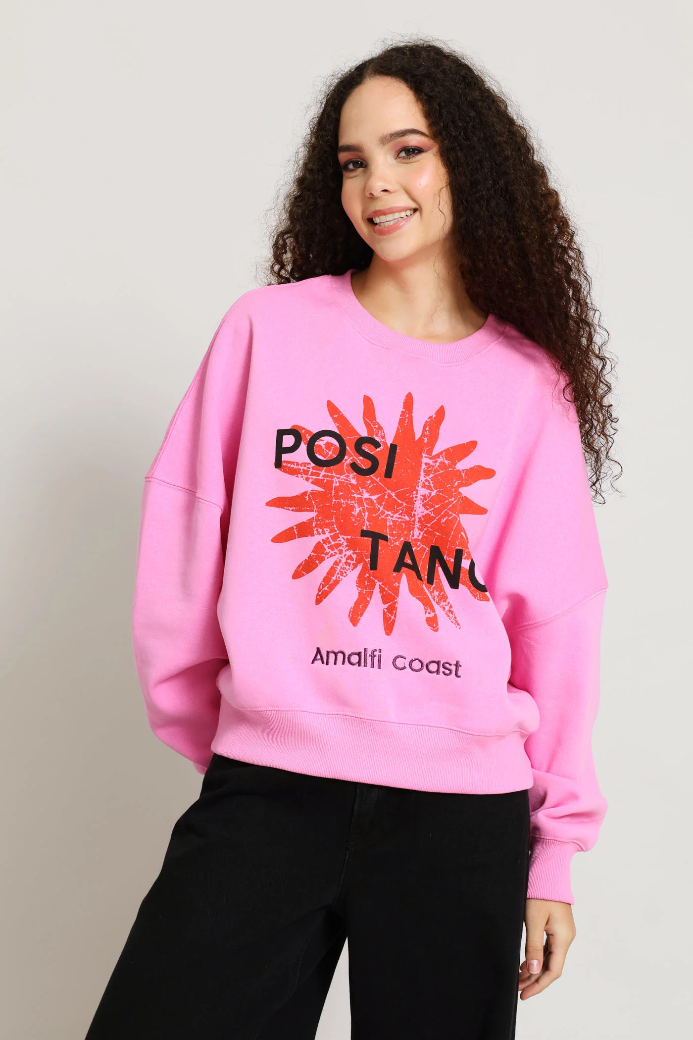 Positano Crew Fleece Pullover - Pink - Image 3