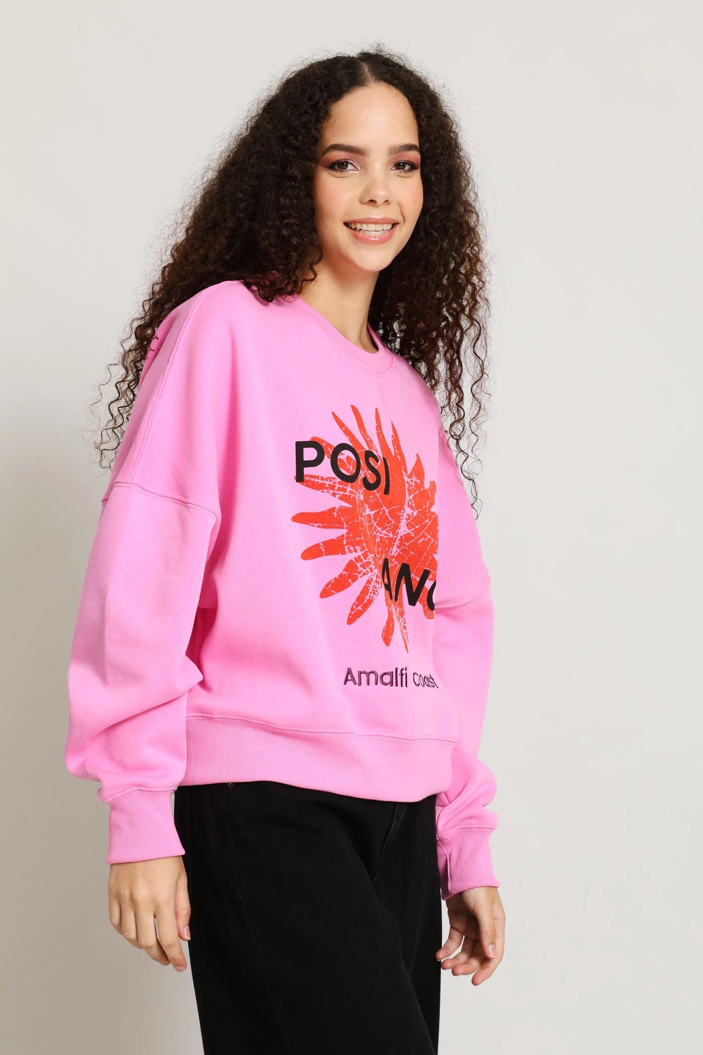 Positano Crew Fleece Pullover - Pink - Image 4