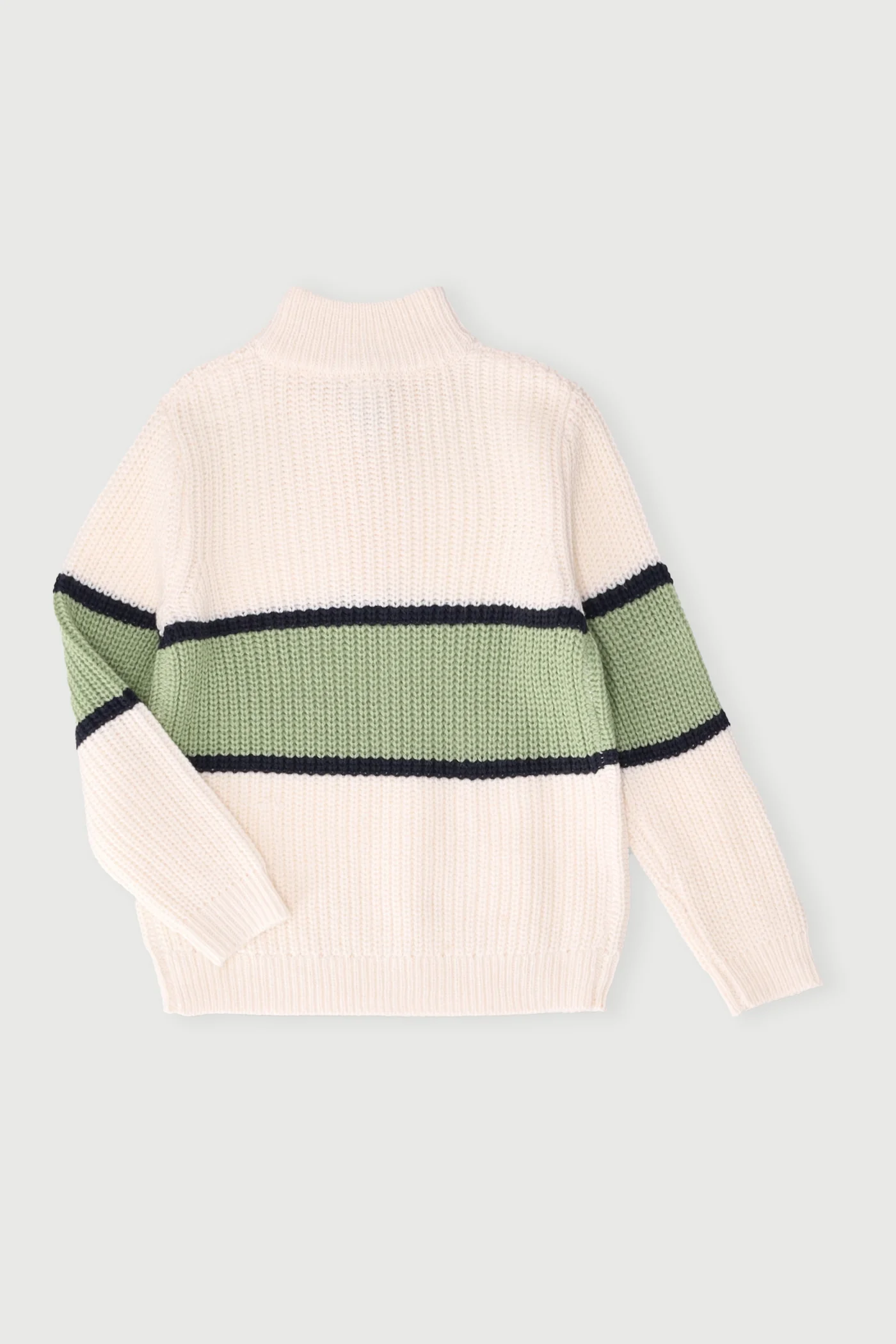 Pre-Boys 1/4 Long Sleeve Zip Knit Acrylic Waffle - Cream - Image 3