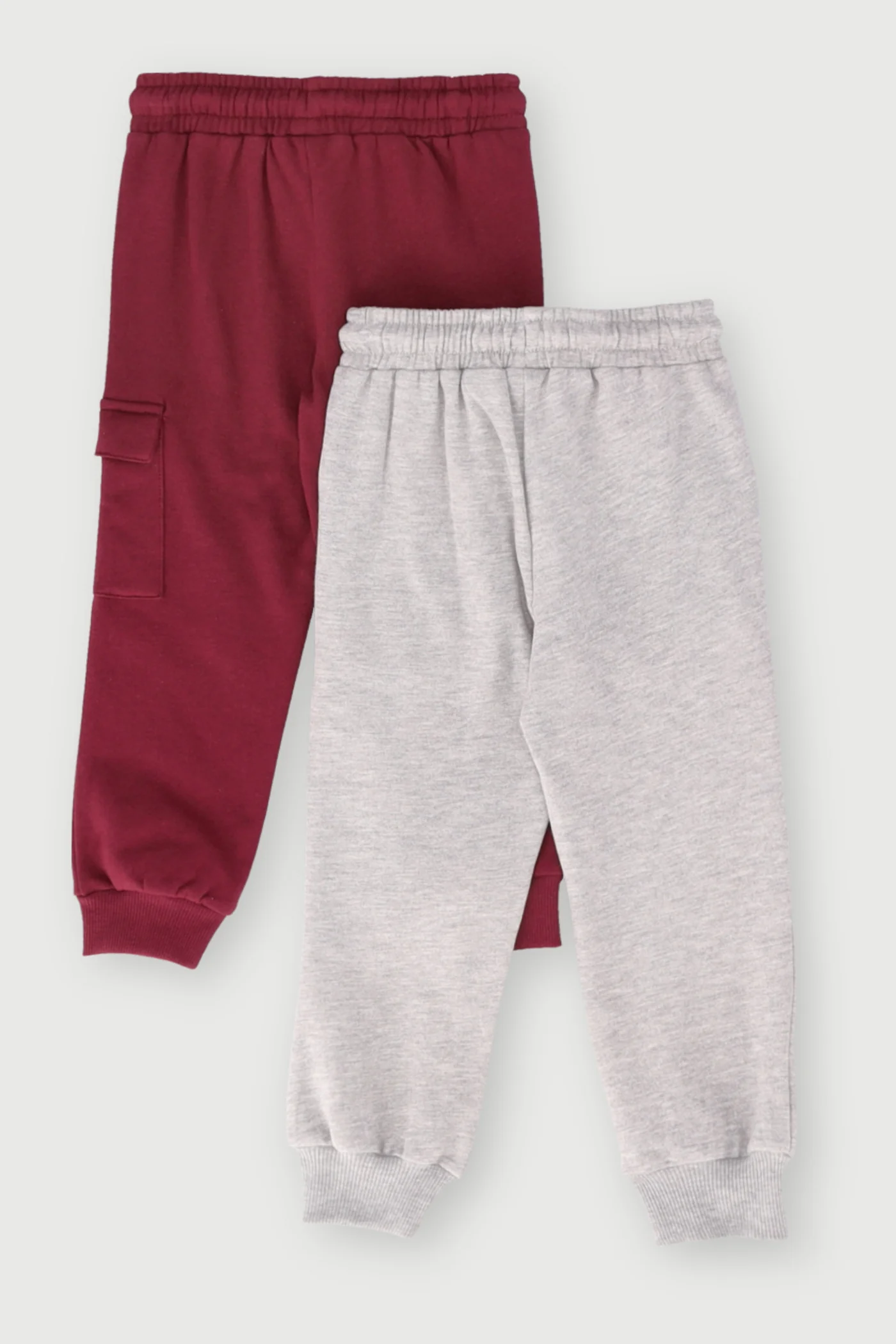 Pre-Boys 2 Pack Cargo Print Fleece Joggers - Burgundy - Image 2