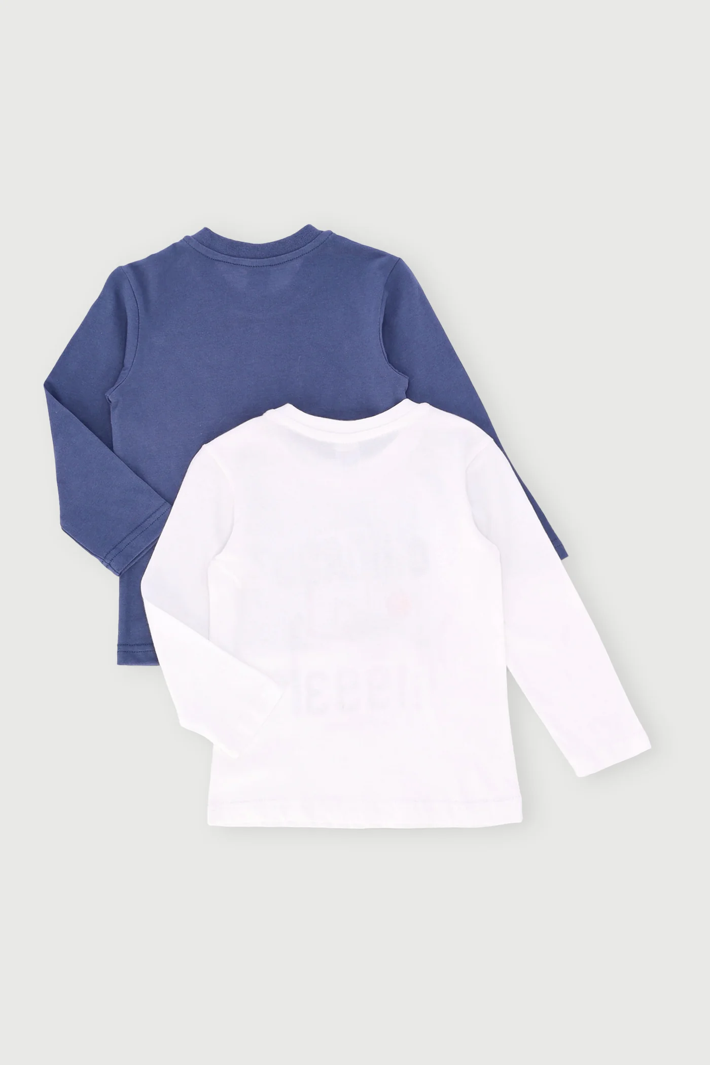 Pre-Boys 2 Pack Long Sleeve Basketball Tee - Cream/Blue - Image 2