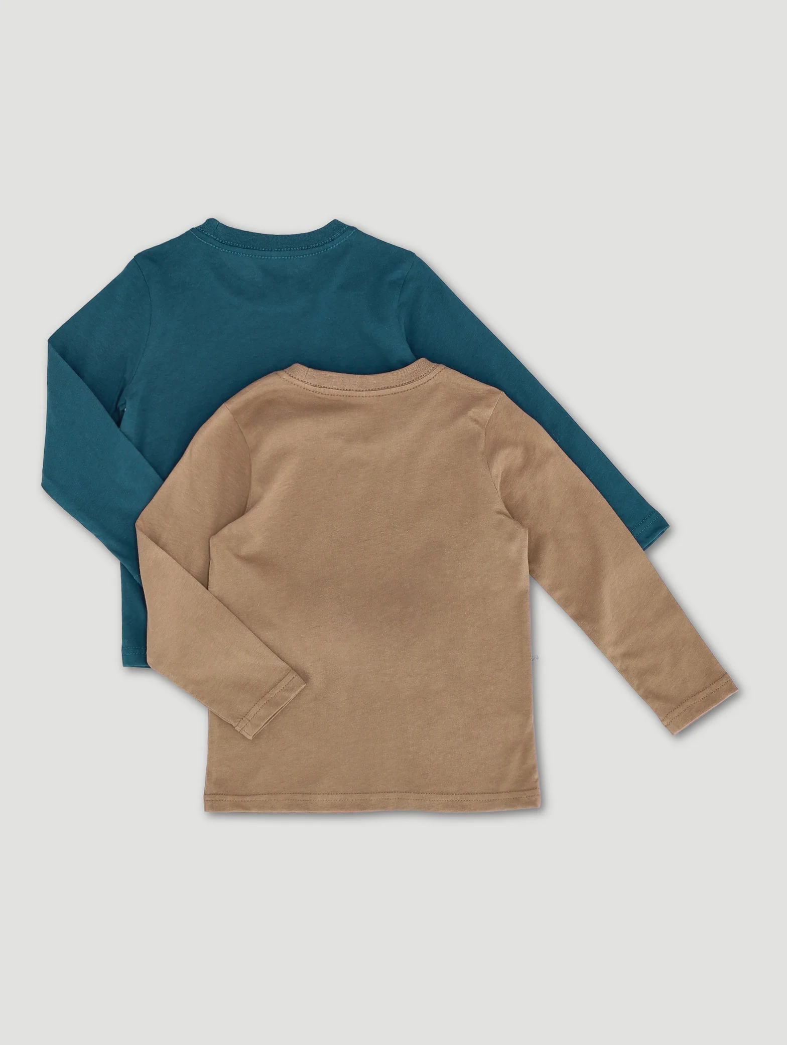 Pre-Boys 2 Pack Long Sleeve Motorbike Tees - Tan/Teal - Image 2