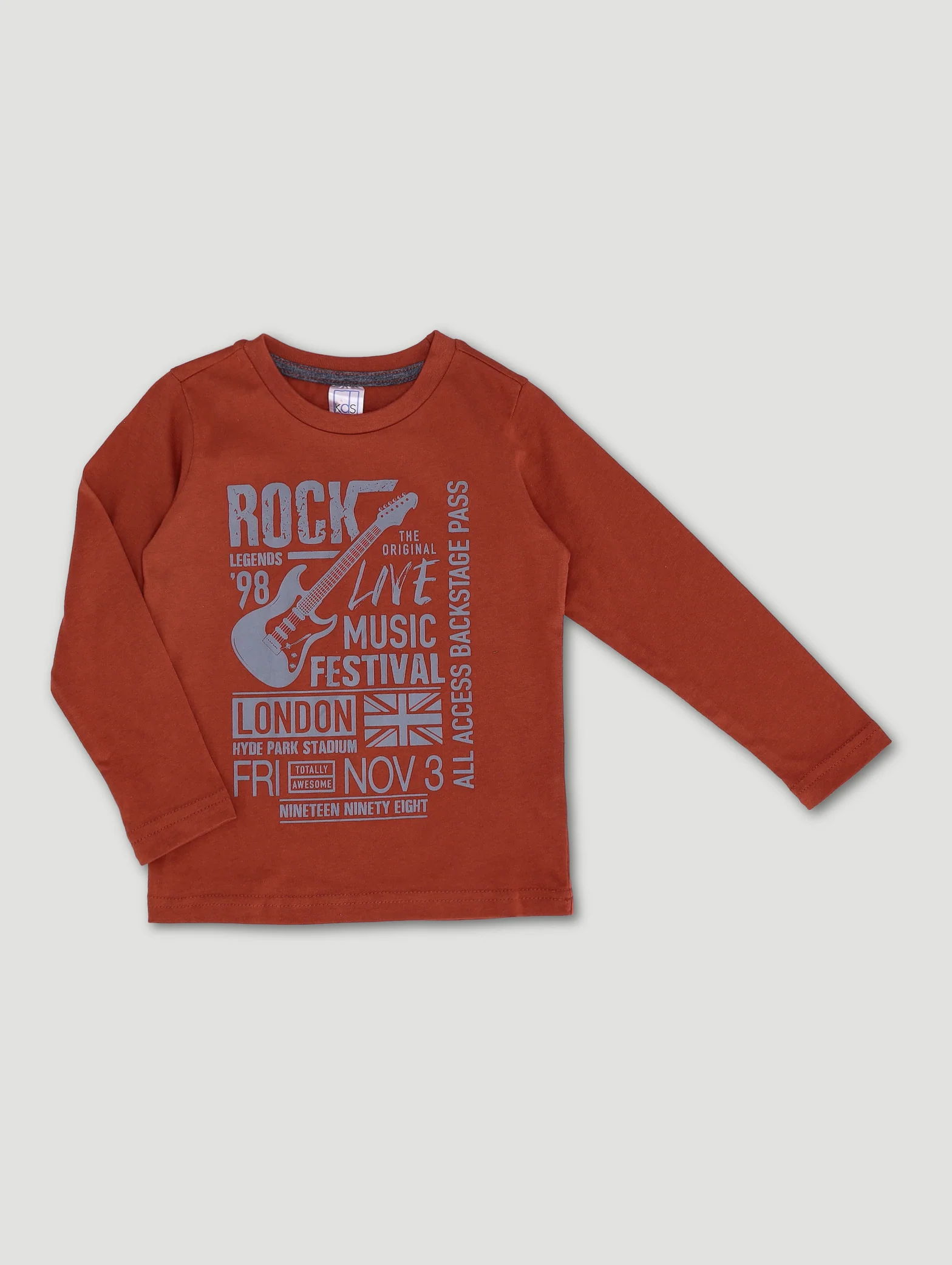 Pre-Boys 2 Pack Long Sleeve Music Tee - Red Ochre/Charcoal - Image 3