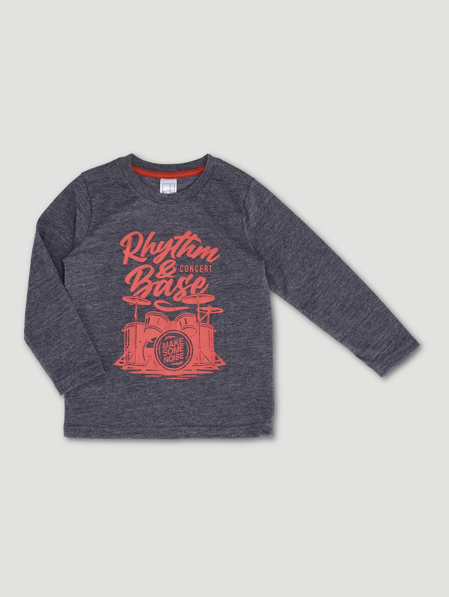 Pre-Boys 2 Pack Long Sleeve Music Tee - Red Ochre/Charcoal - Image 4