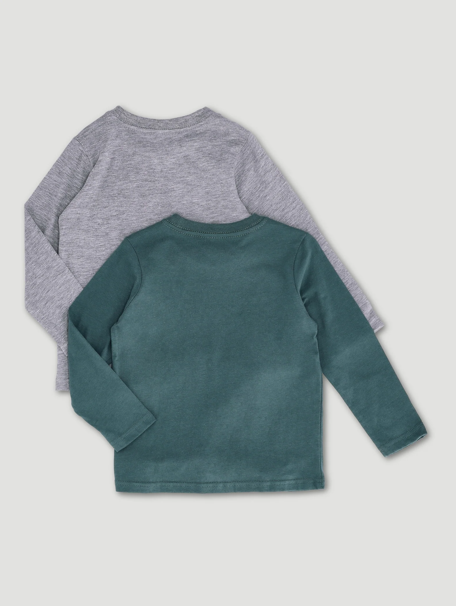 Pre-Boys 2 Pack Long Sleeve Rugby Tee - Teal/Grey Melange - Image 2