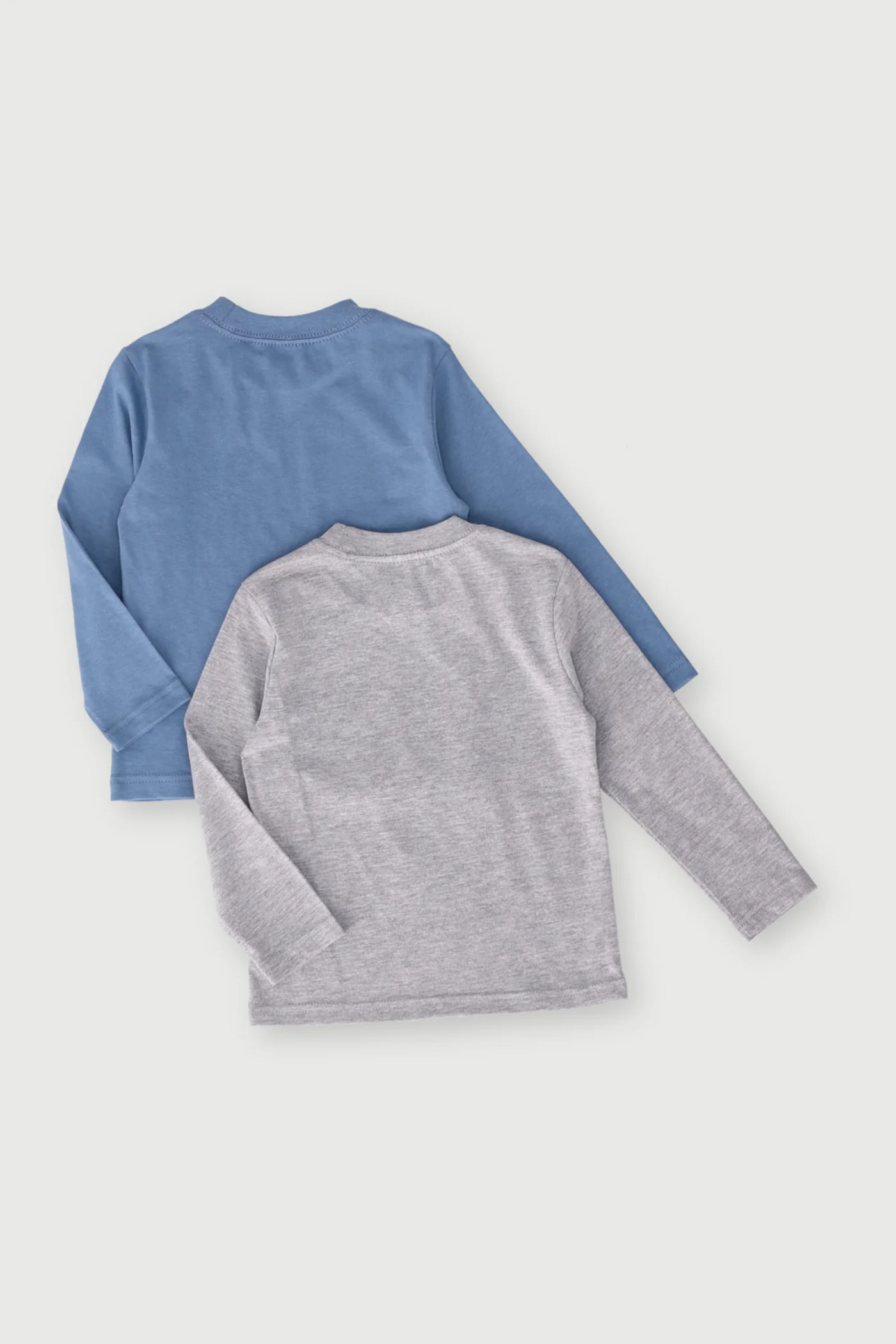 Pre-Boys 2 Pack Long Sleeve Tee Printed  Car/Bike - Blue/Grey Melange - Image 2