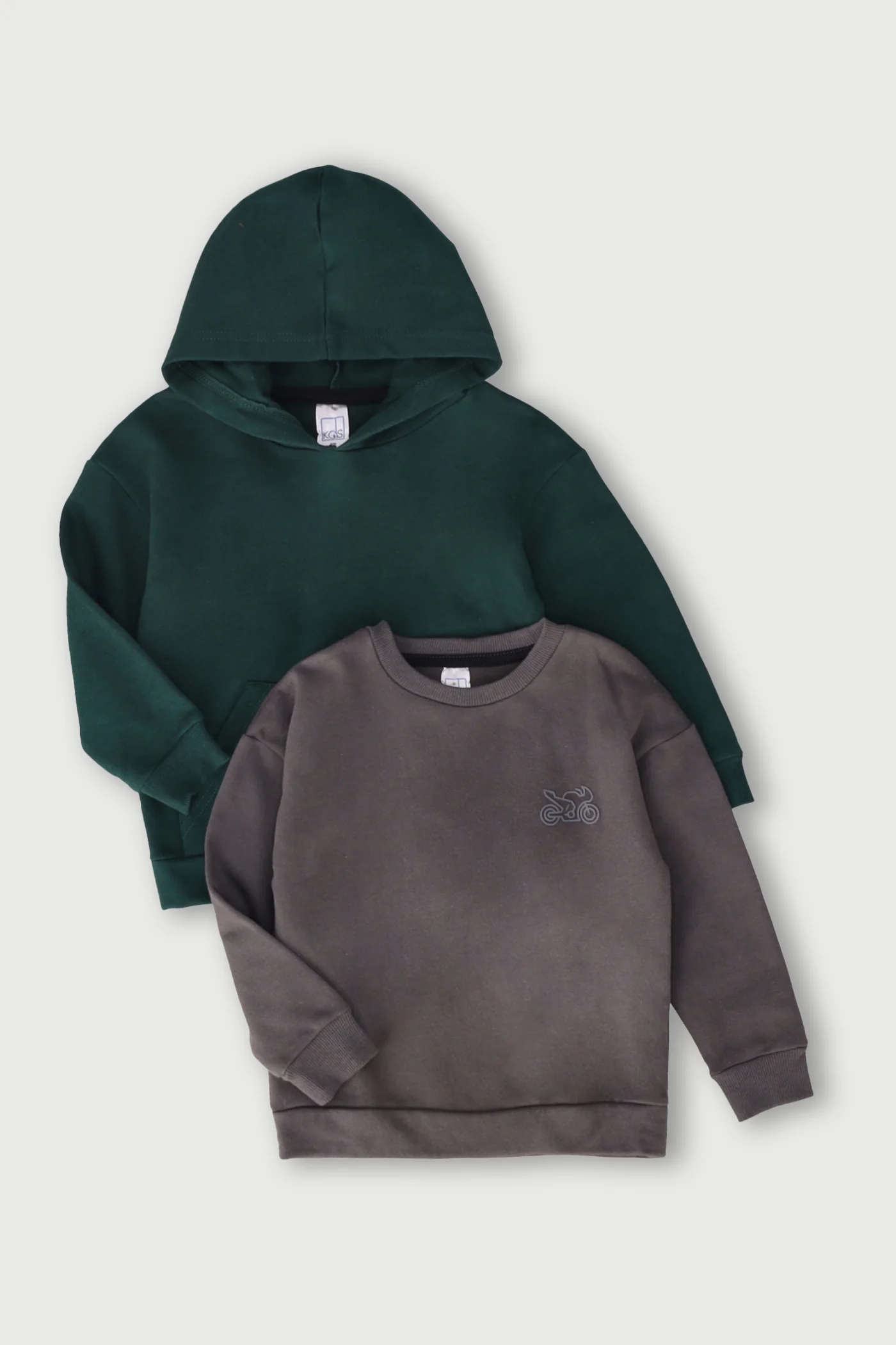 Pre-Boys 2 Pack Top Fleece - Dark Green/Dark Grey - Image 2