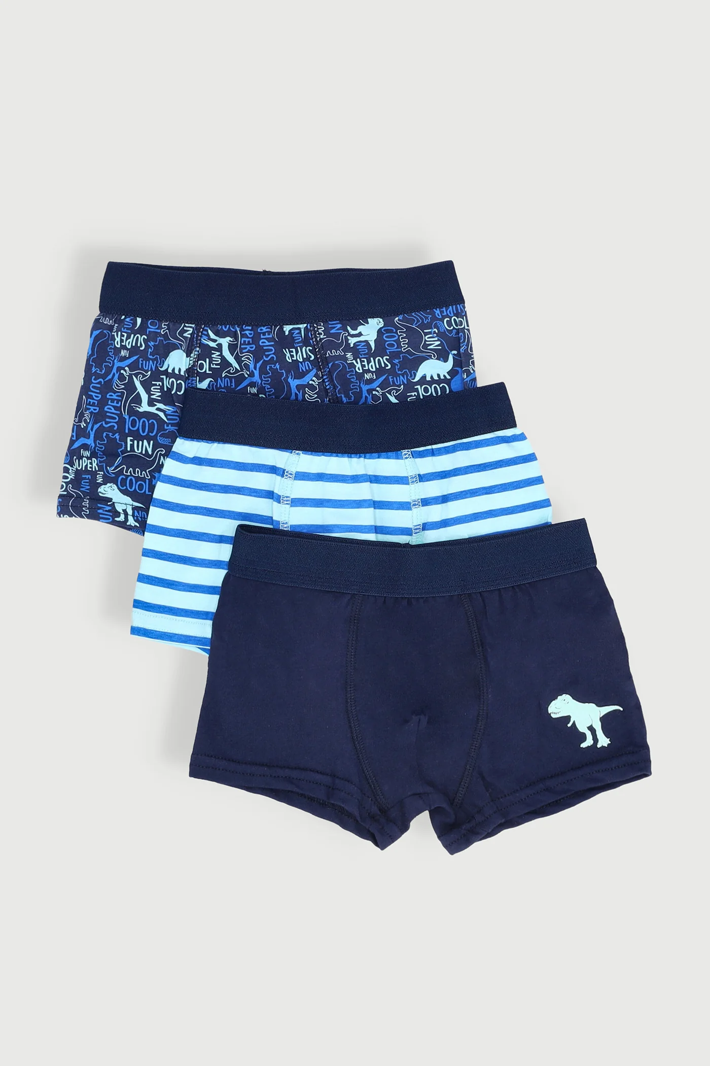 Pre-Boys 3 Pack Dino Print Boxers - Navy - Image 2