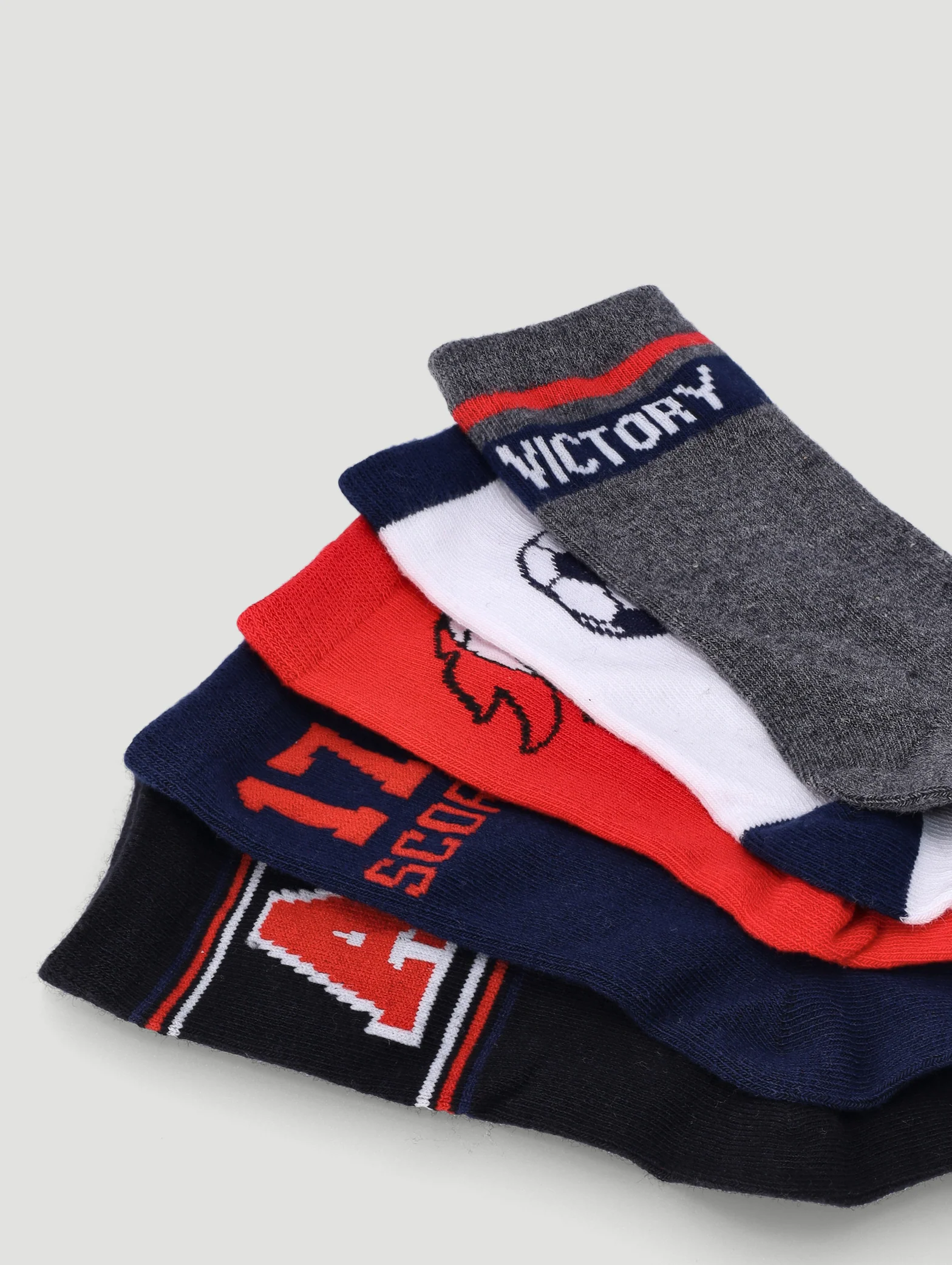 Pre-Boys 5 Pack Football Anklet Socks - Red - Image 2