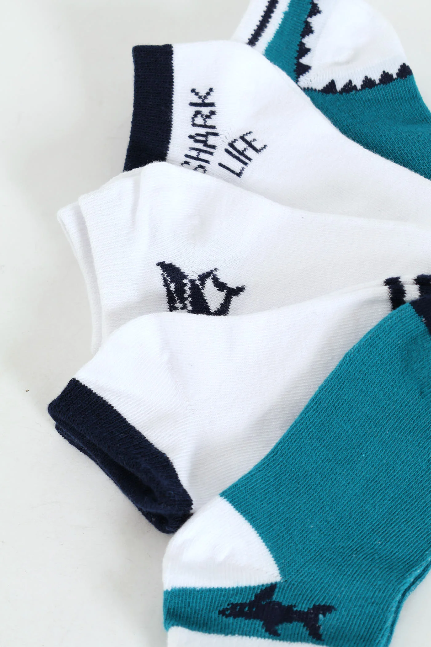 Pre-Boys 5 Pack Low Cut Shark Socks - Navy - Image 2