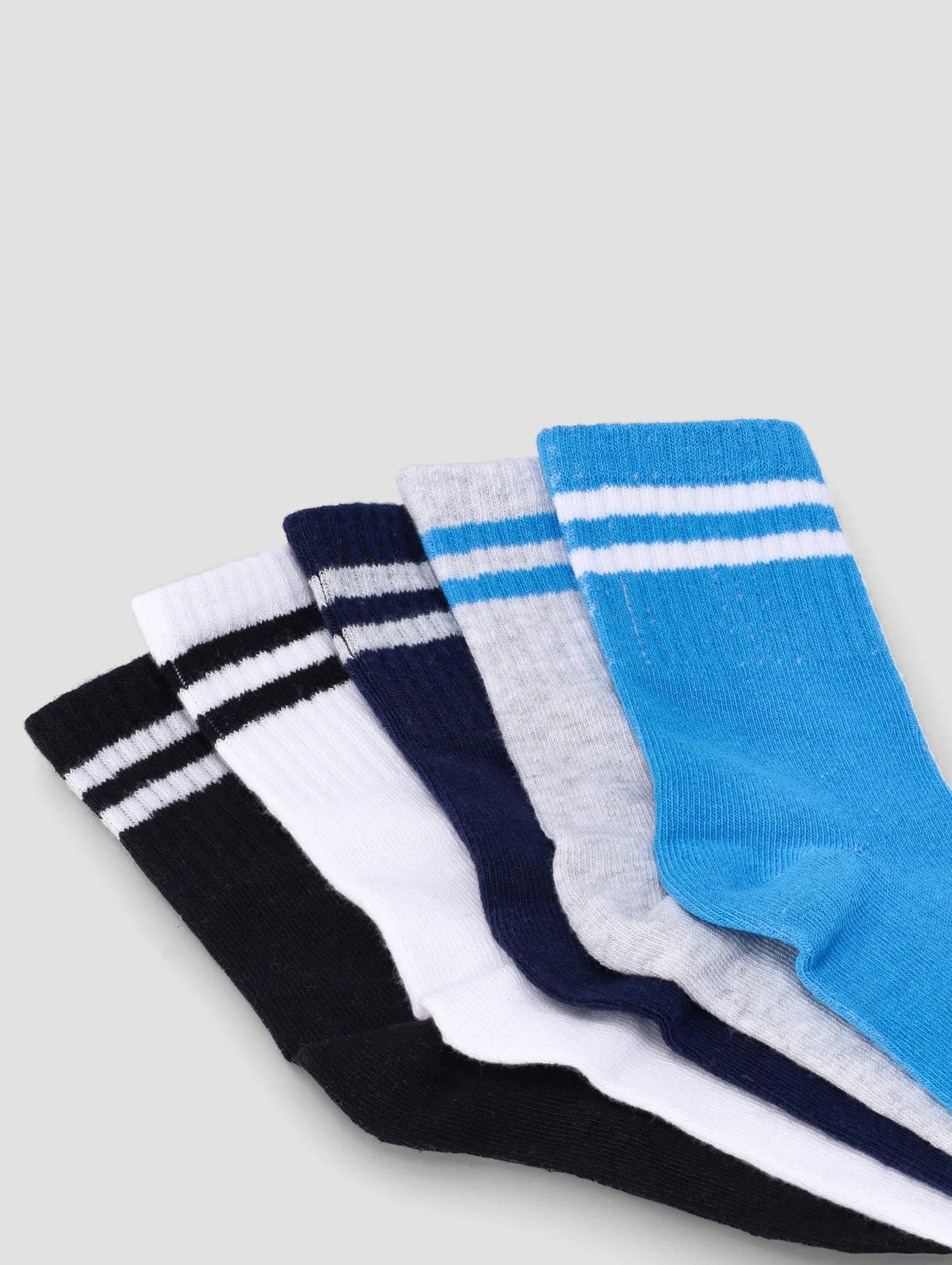 Pre-Boys 5 Pack Plain Stripe Anklet Socks - Multi - Image 2
