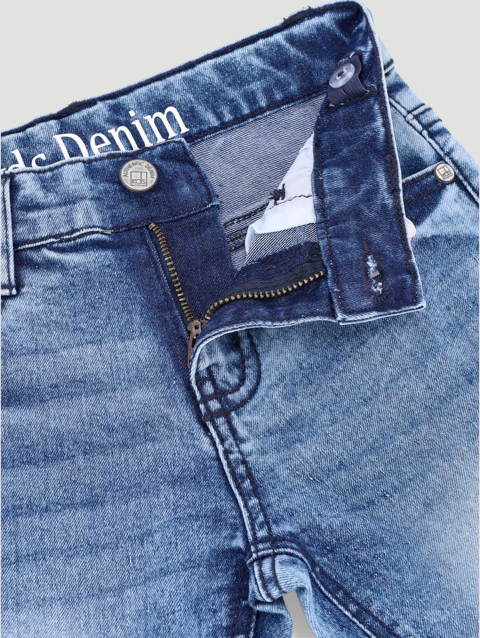 Pre-Boys Abrasion Acid Denim - Blue - Image 3
