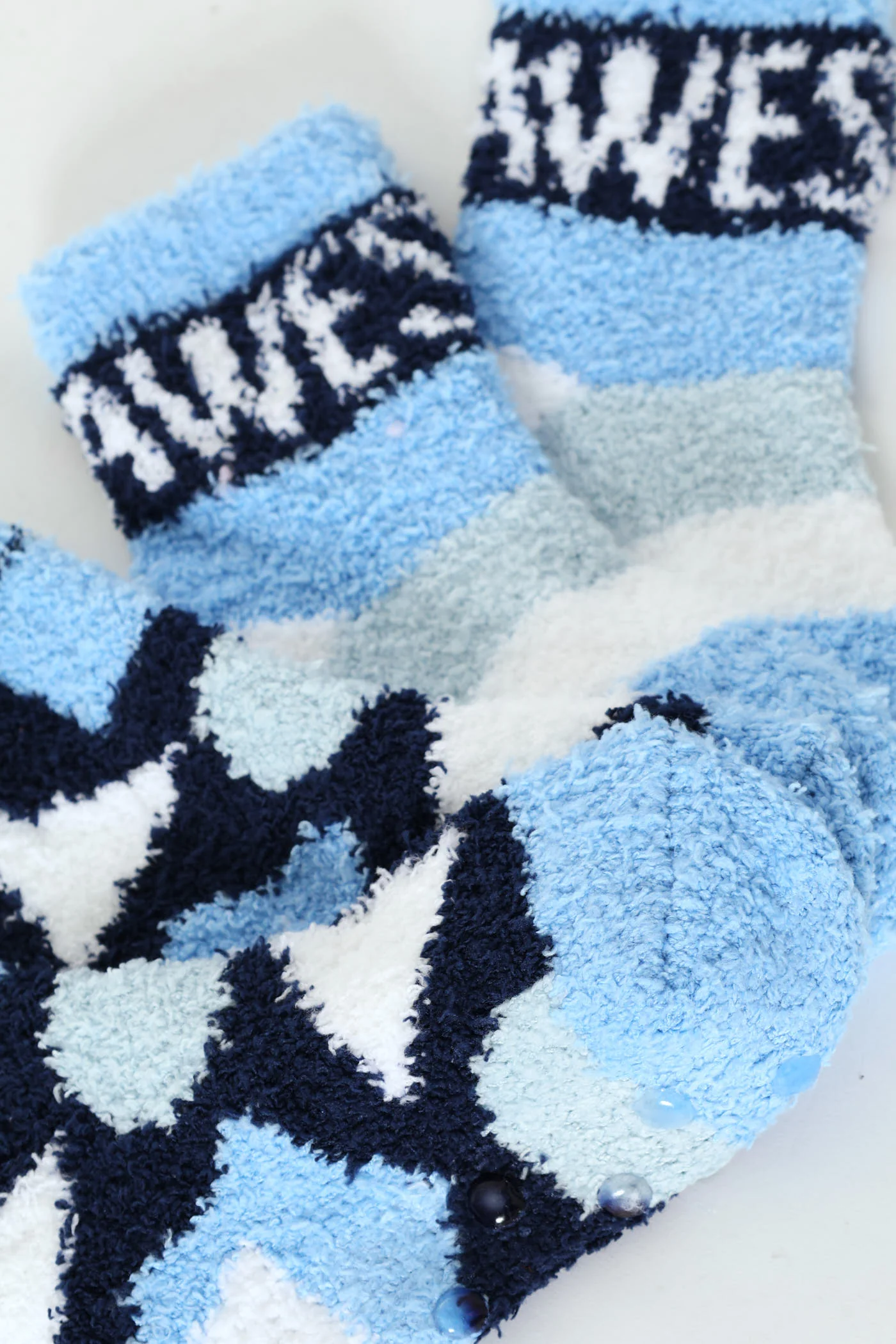 Pre-Boys Awesome Striped Fluffy Socks - Blue - Image 2