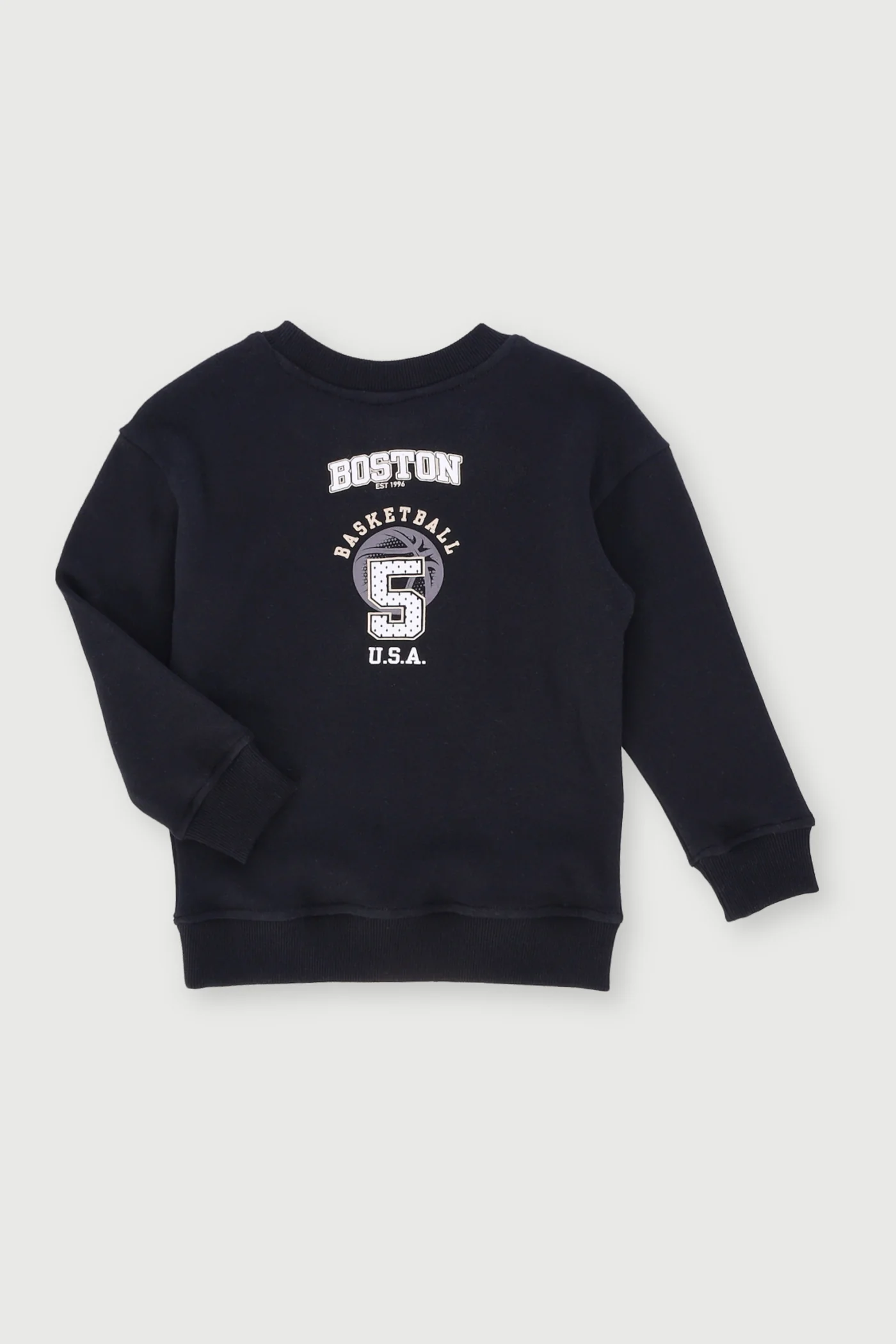 Pre-Boys Basketball Crew Top - Black - Image 2