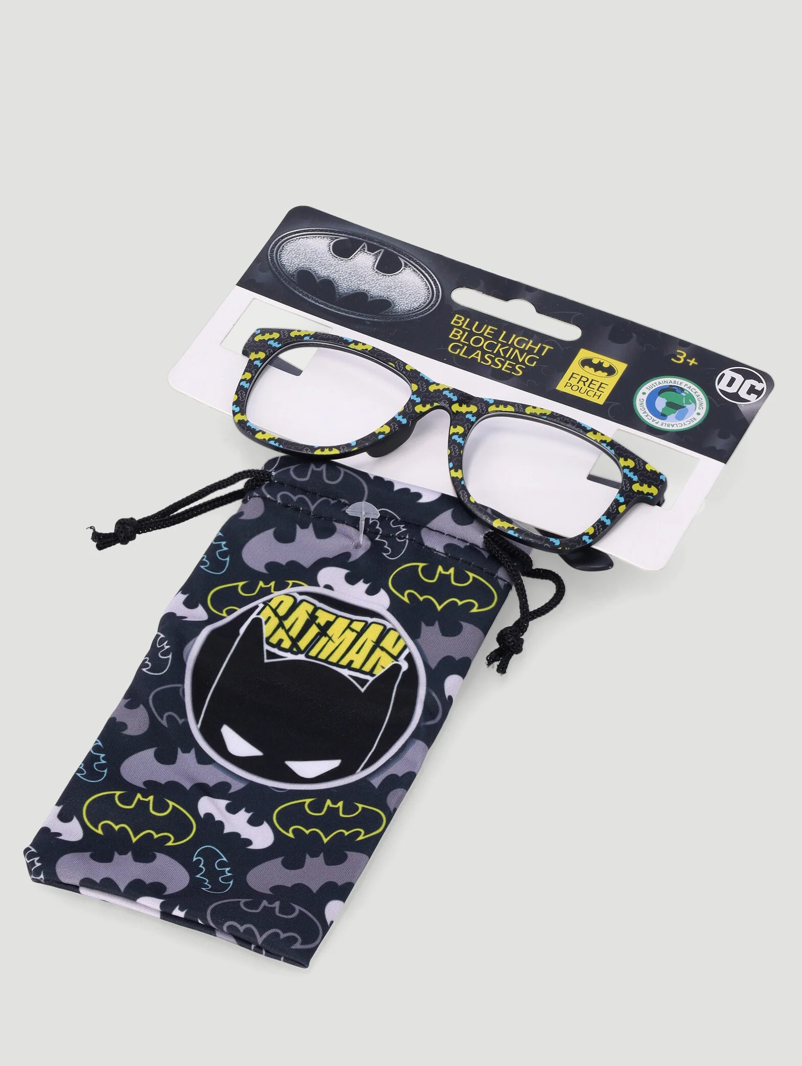 Pre-Boys Batman Blue Light Glasses And Pouch - Black - Image 2
