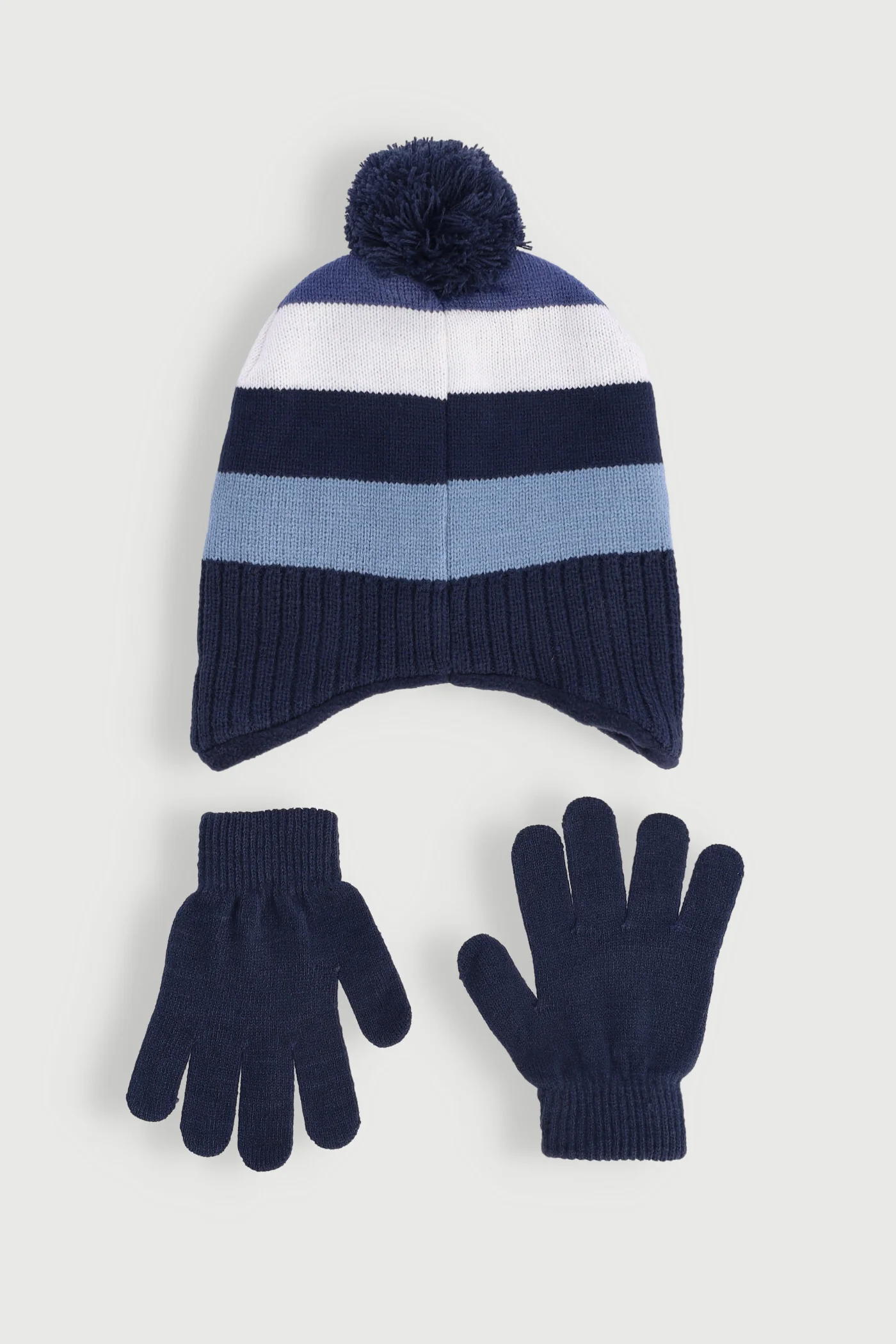 Pre-Boys Beanie & Glove Set - Blue Melange - Image 2