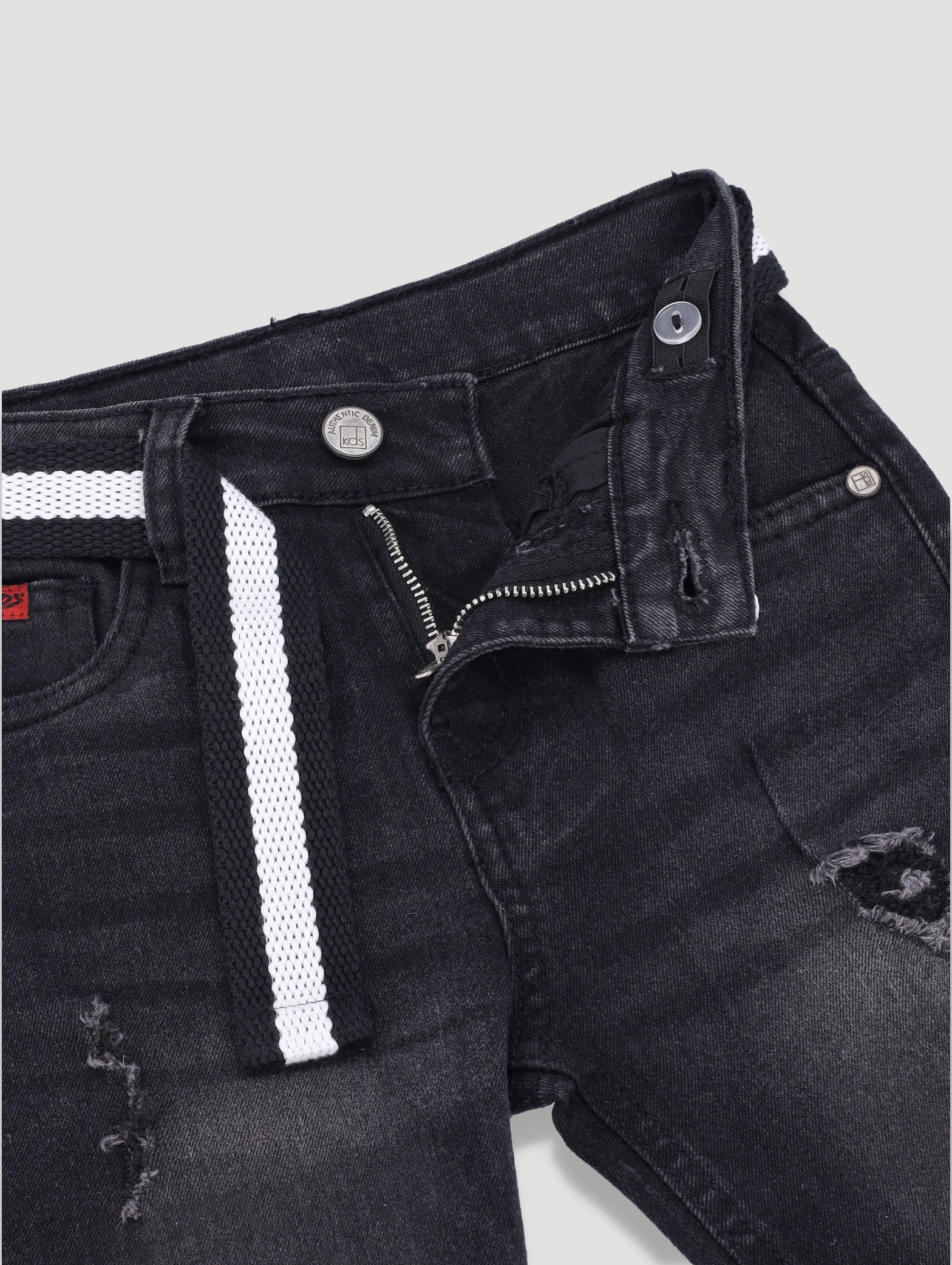 Pre-Boys Belted Denim Short - Black - Image 3