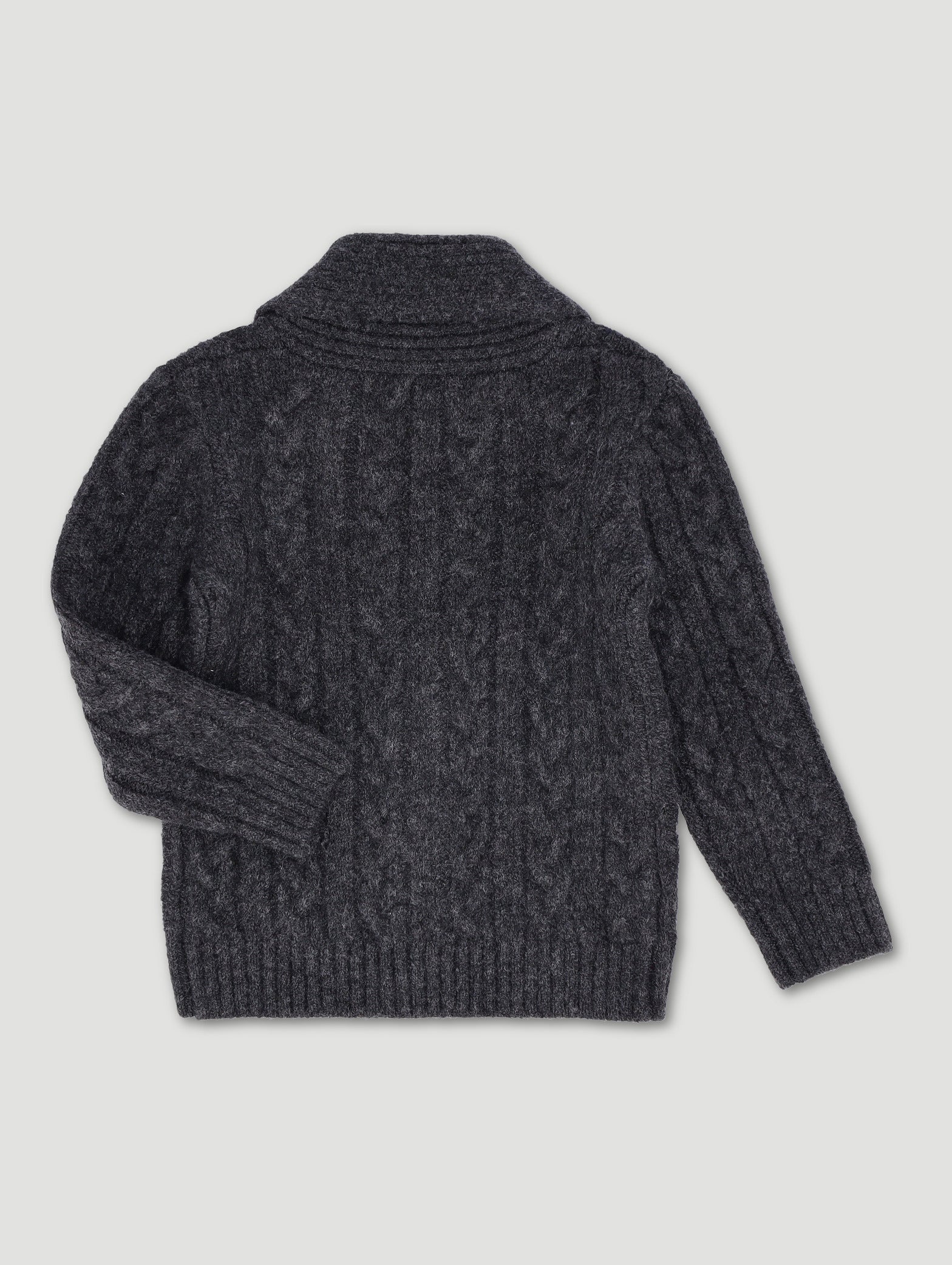 Pre-Boys Cable Knit Button Shawl - Charcoal - Image 2