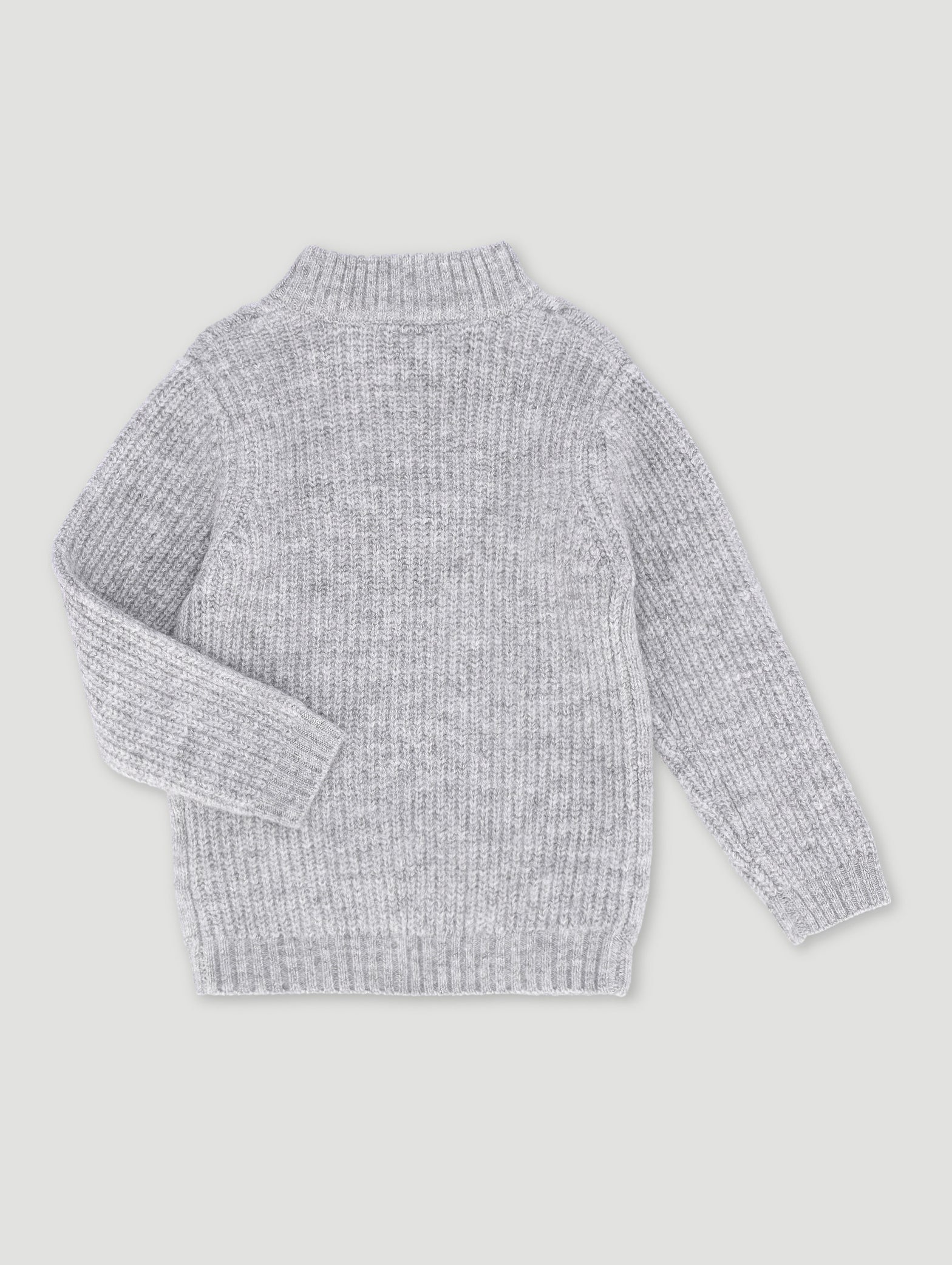 Pre-Boys Cable Knit Quarter Zip Pullover - Light Grey Melange - Image 2