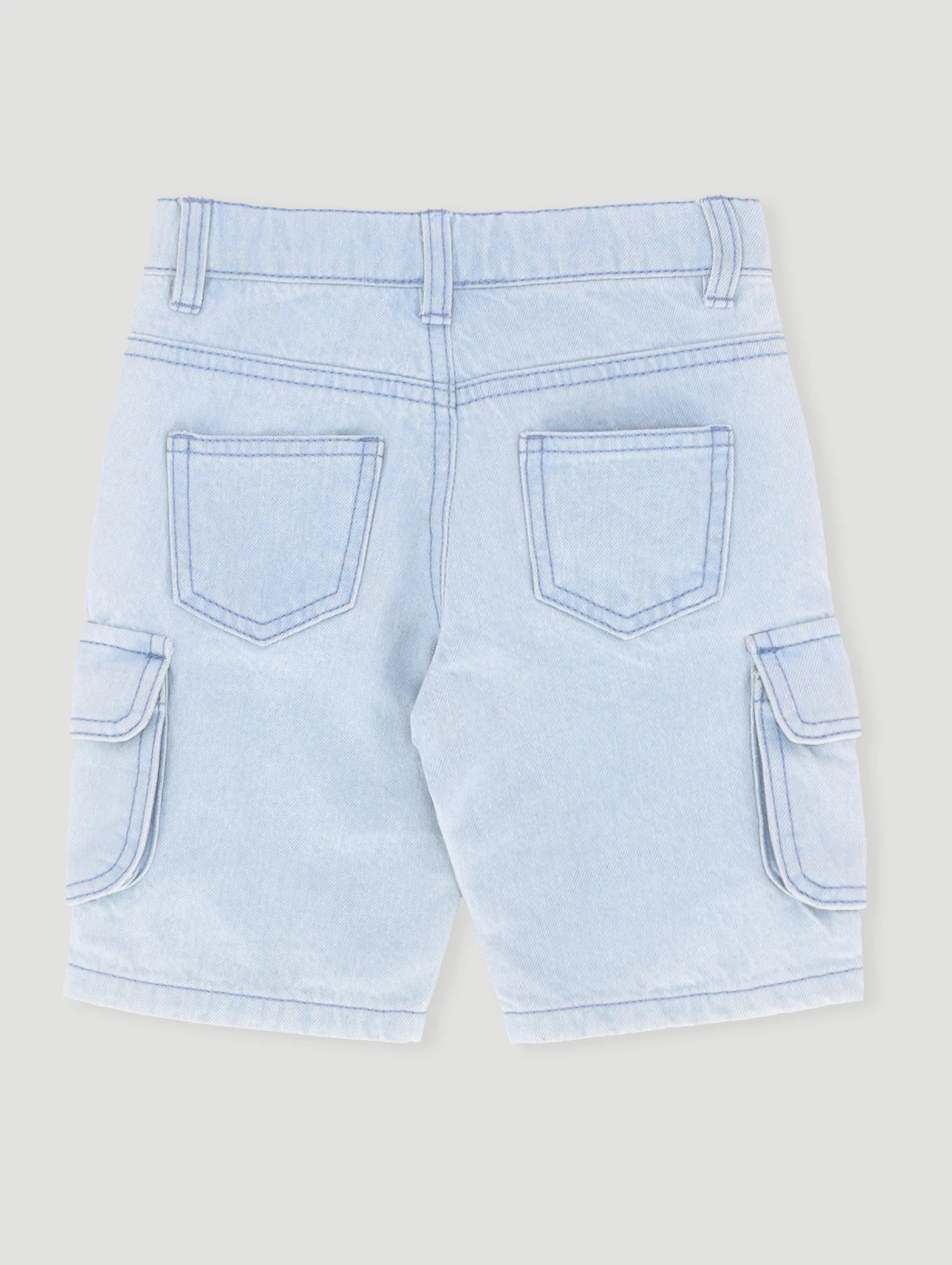 Pre- Boys Cargo Denim Short - Mid Blue - Image 2