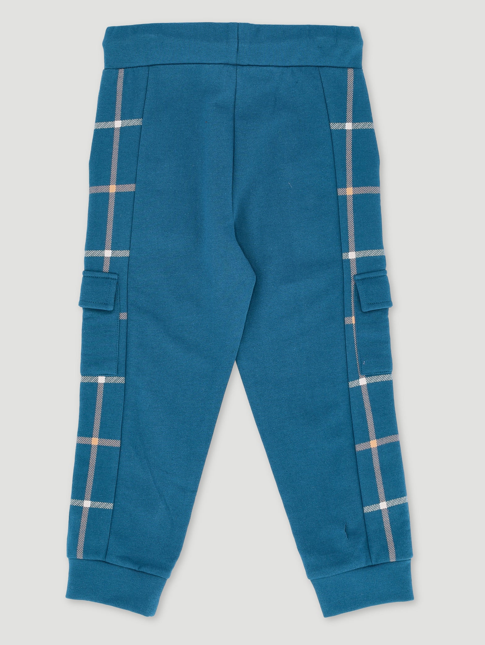 Pre-Boys Check Cargo Jogger - Blue/Tan - Image 2
