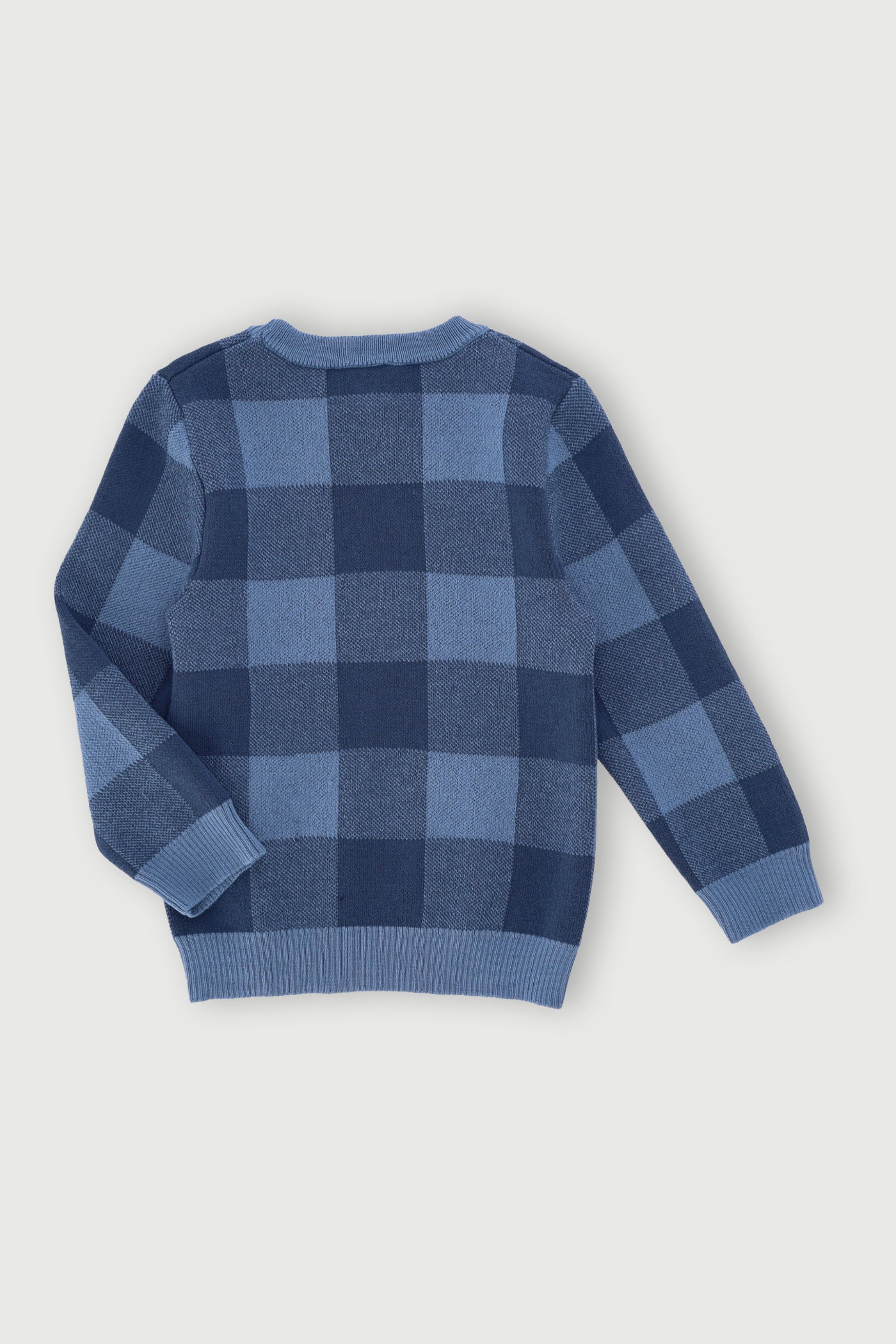 Pre-Boys Check Jacquard Knitwear - Navy/Blue - Image 2